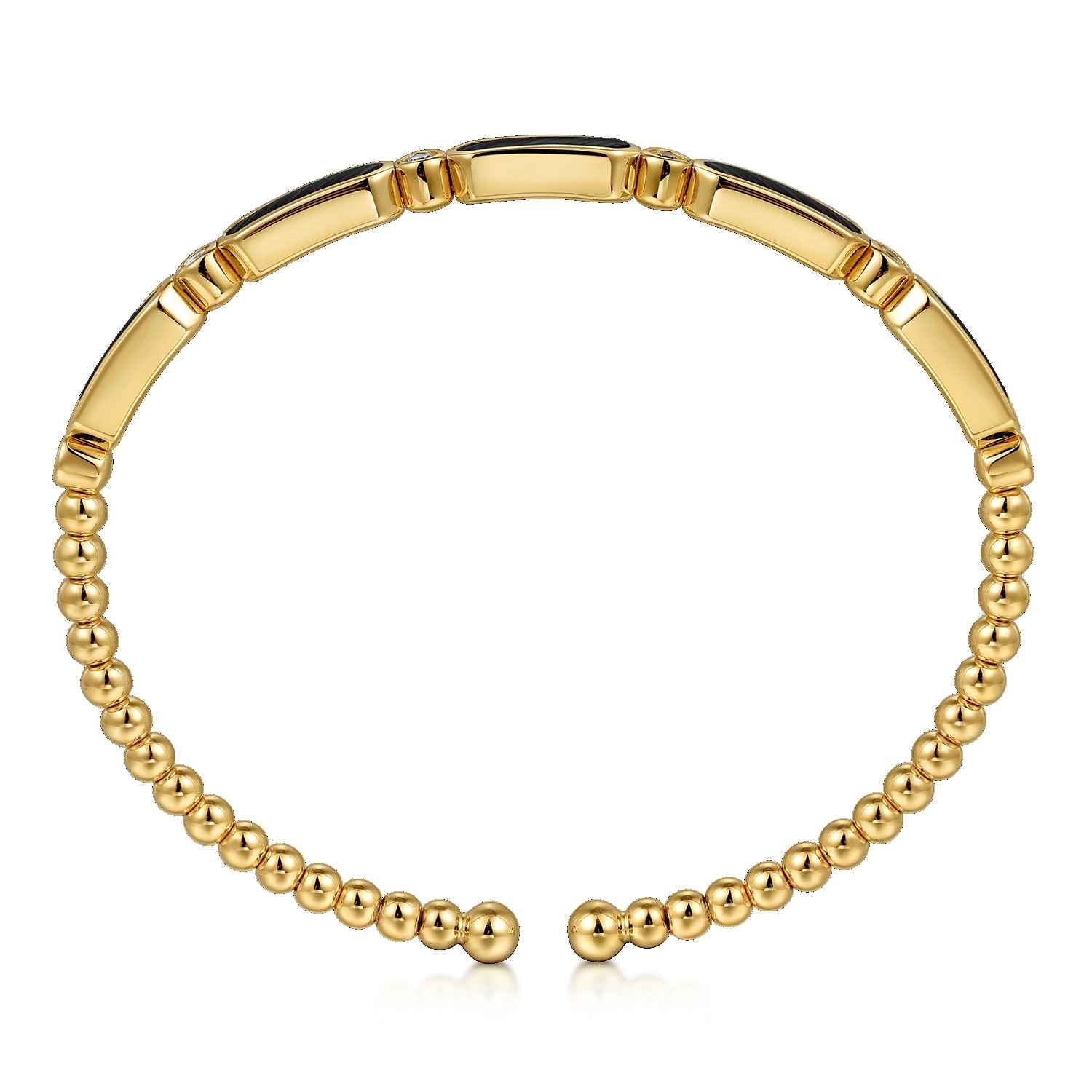 Diamond and Onyx Bujukan Bangle in 14K Yellow Gold, photograph 3