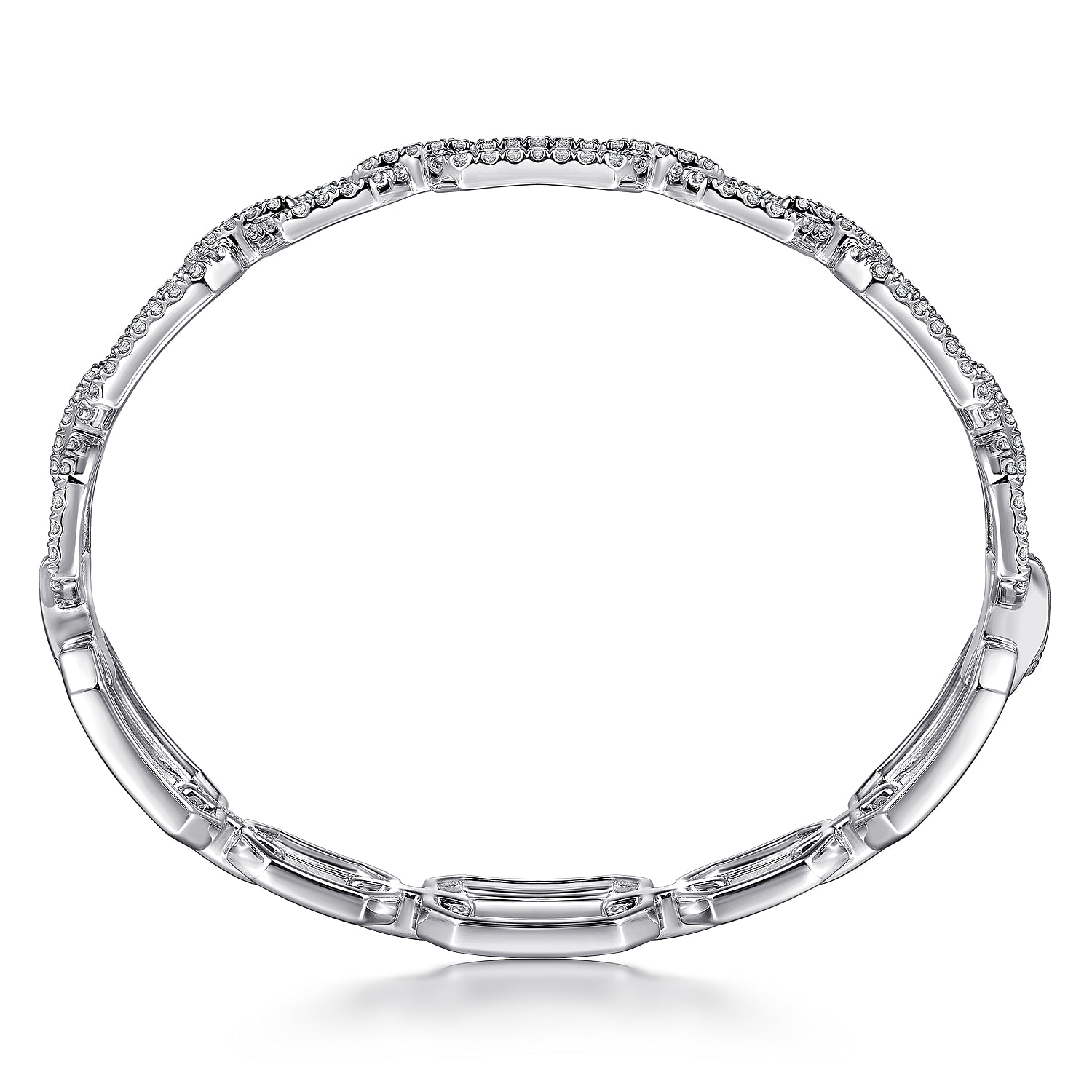 Diamond Link Bangle in 14K White Gold, photograph 3