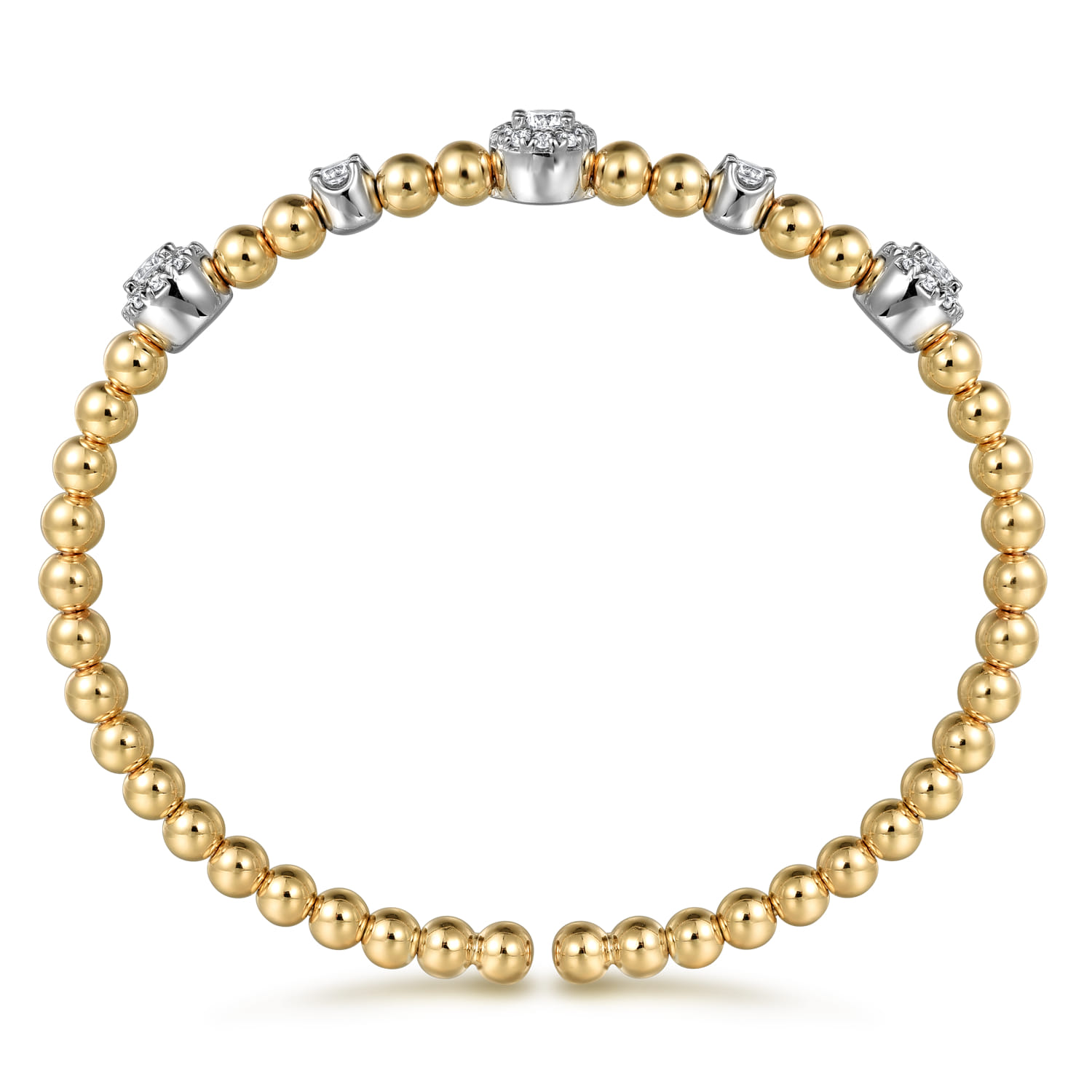 Diamond Station Bujukan Split bangle in 14K White/Yellow Gold, photograph 3