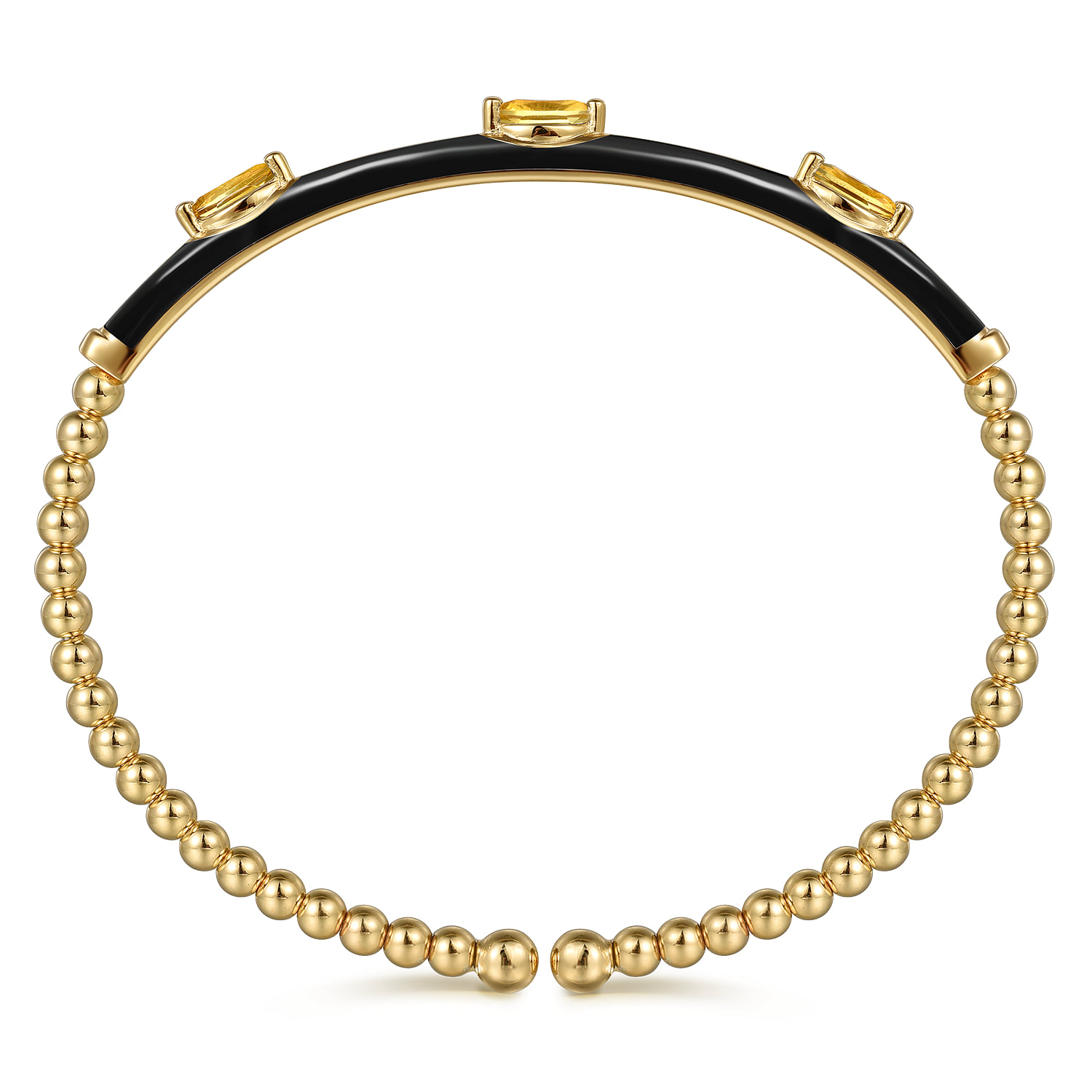 Bujukan Citrine Split Bangle with Black Enamel in 14K Yellow Gold, photograph 3