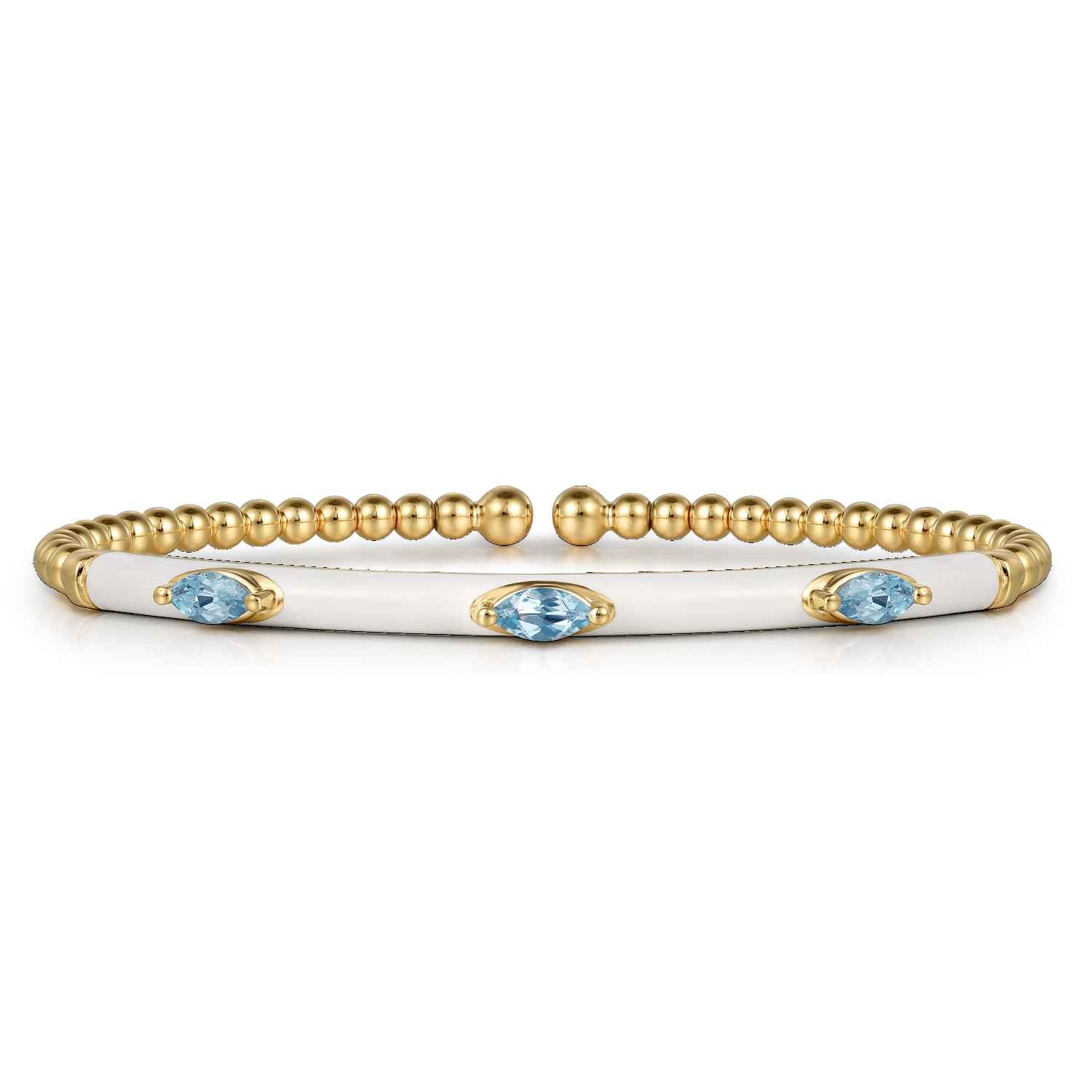 Bujukan Blue Topaz Split Bangle with White Enamel
