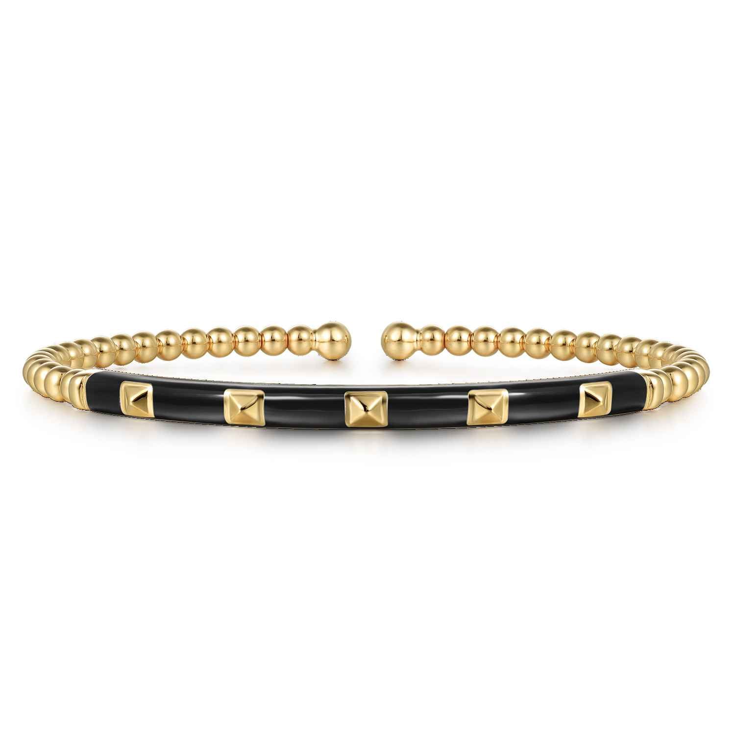 Bujukan Beads and Pyramid Split Bangle with Enamel