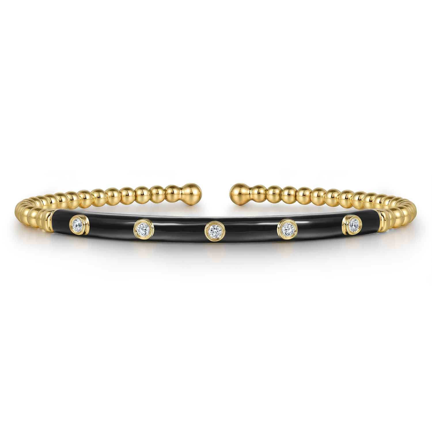 Bujukan Beads and Diamond Split Bangle with Enamel