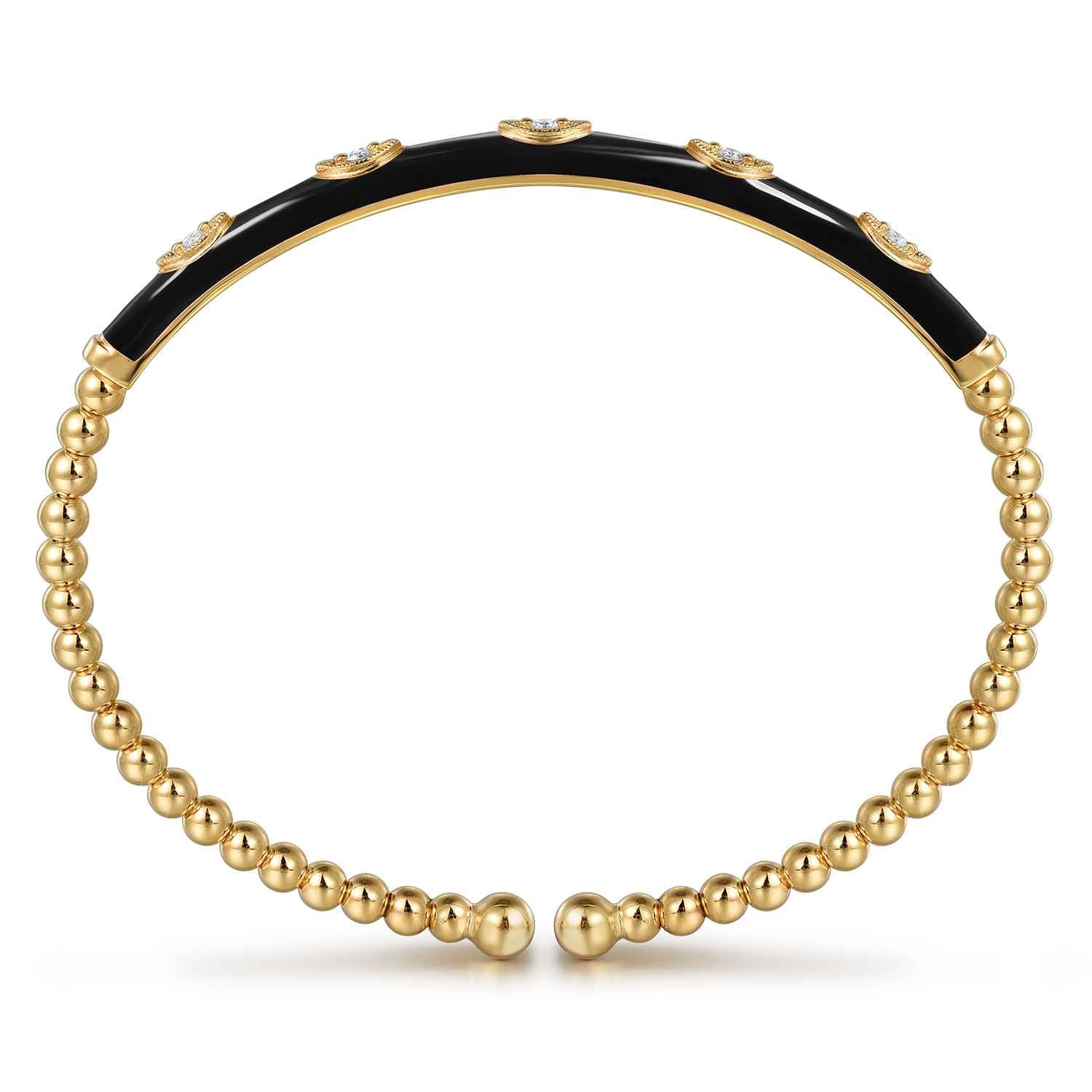 Bujukan Beads and Diamond Split Bangle with Enamel in 14K Yellow Gold, photograph 3