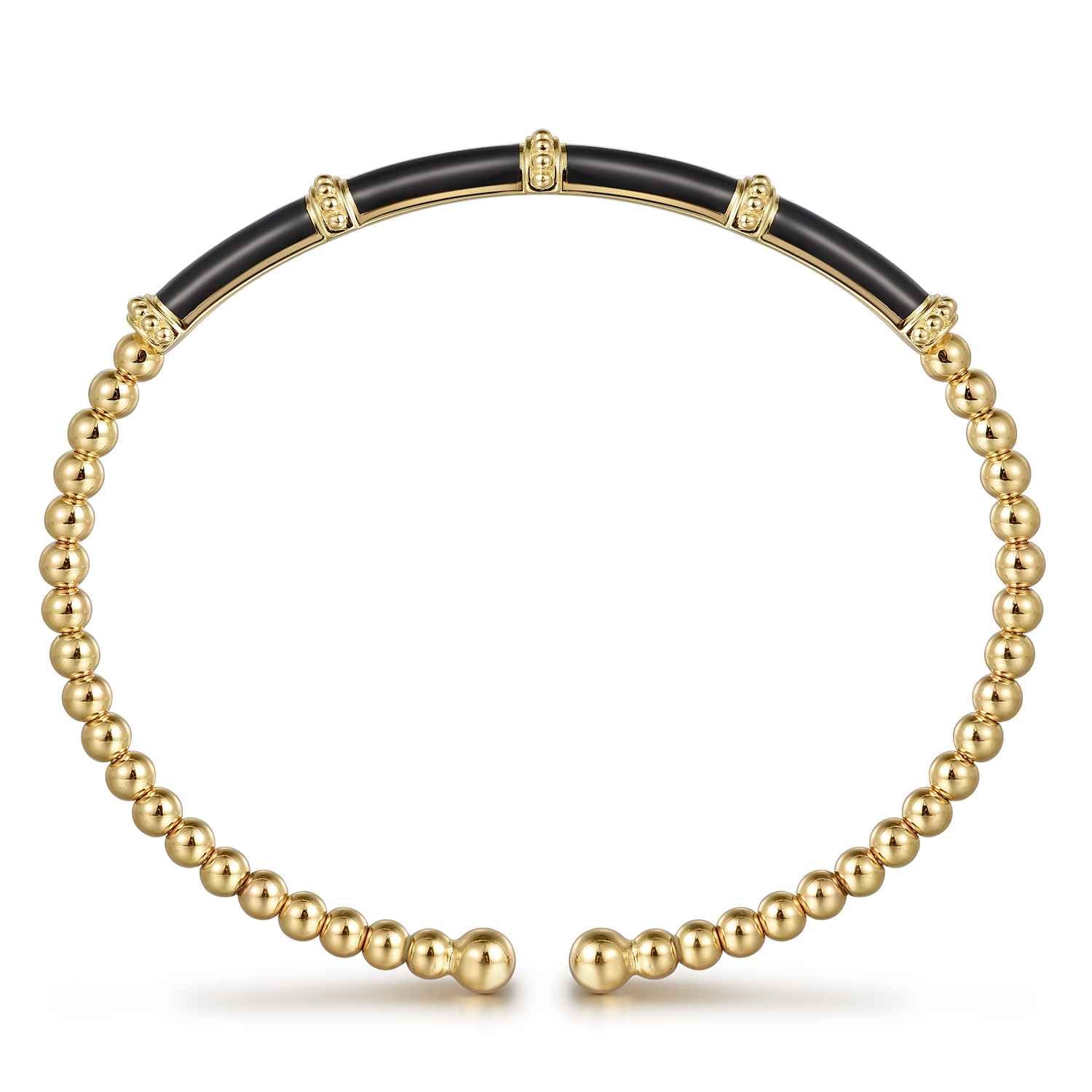 Bujukan and Bar Split Bangle with Enamel in 14K Yellow Gold, photograph 3
