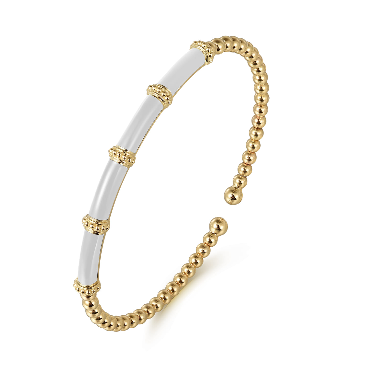 Bujukan and Bar Split Bangle with Enamel in 14K Yellow Gold, photograph 2