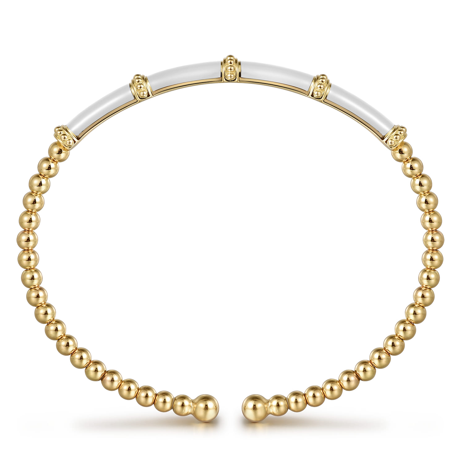 Bujukan and Bar Split Bangle with Enamel in 14K Yellow Gold, photograph 3