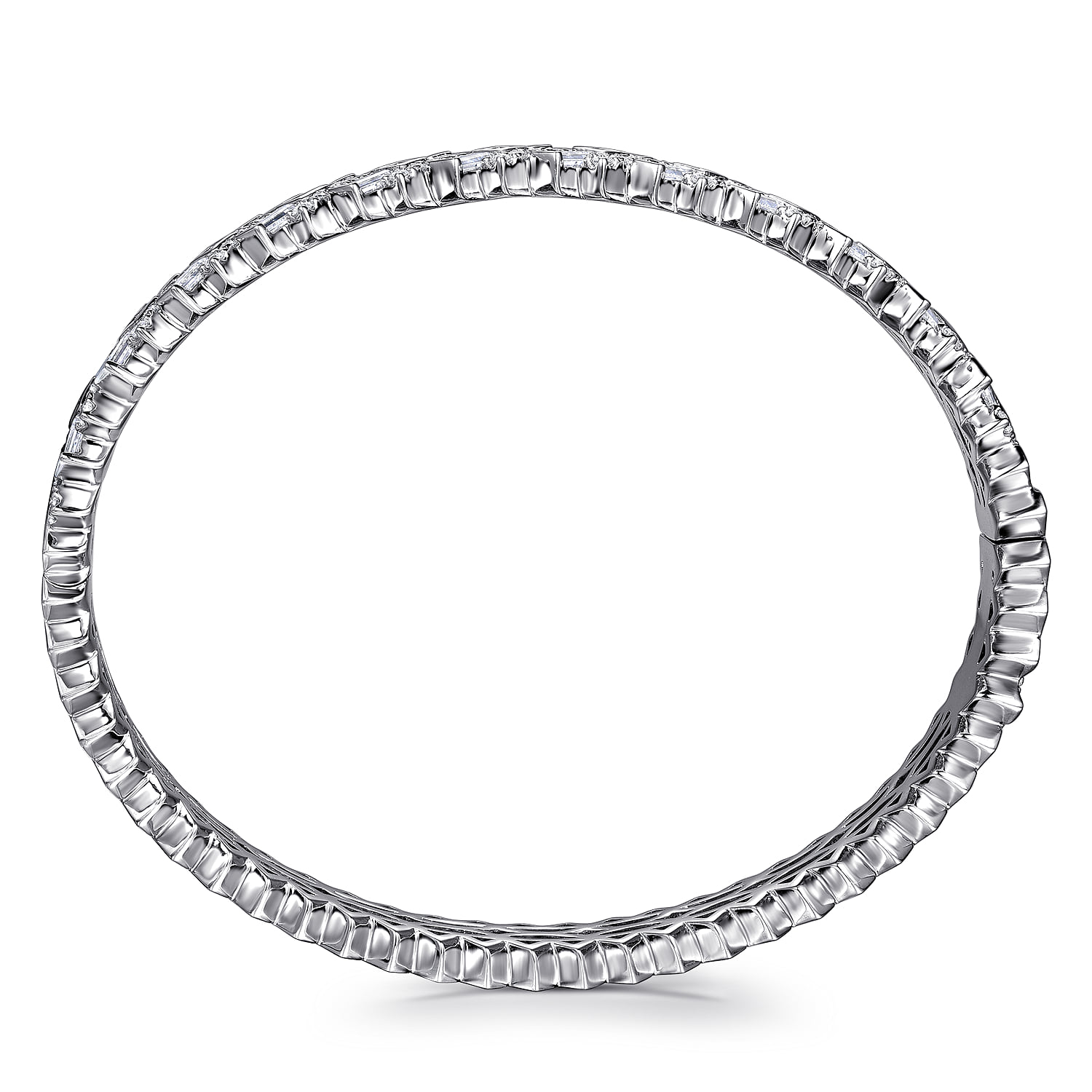 Diamond Cuff Bangle in 14K White Gold, photograph 3