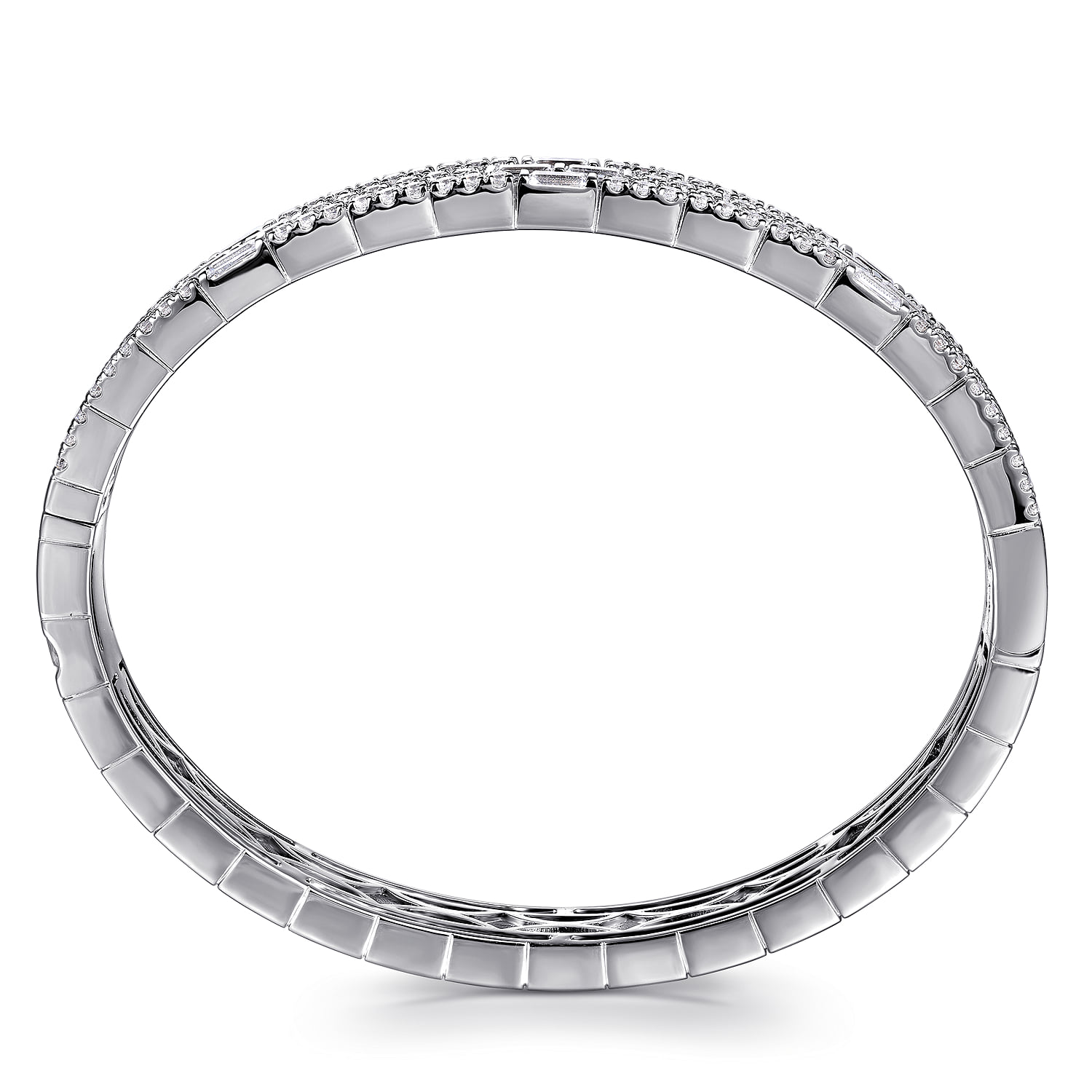 Diamond Cuff Bangle Bracelet in 14K White Gold, photograph 3