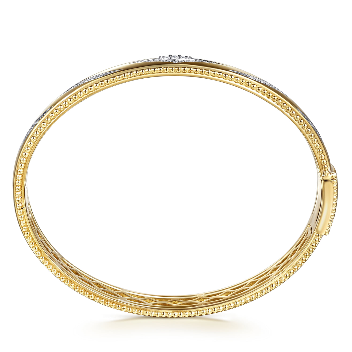 Beaded Closed Bangle Bracelet Diamond 0.35ct Bujukan in 14K Yellow Gold, photograph 3