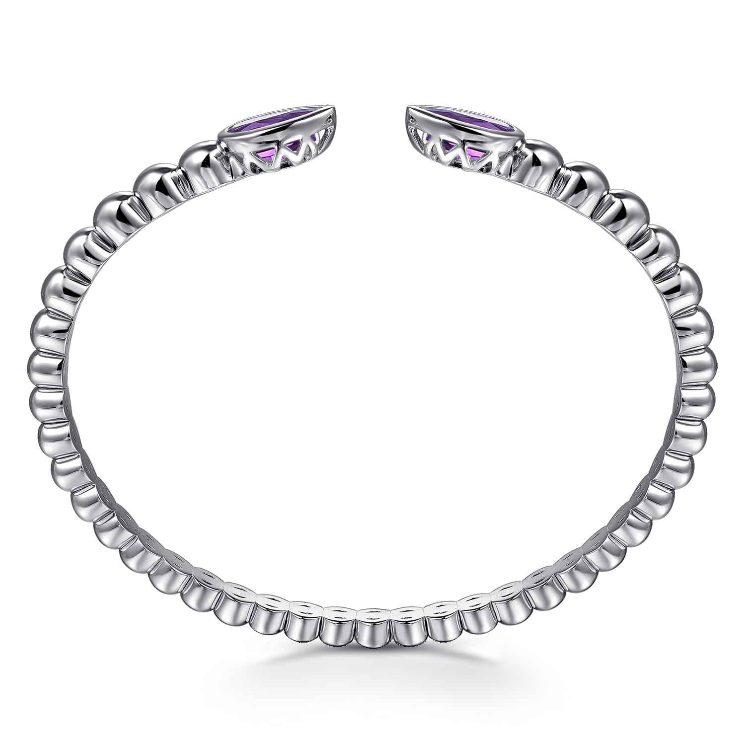 Bujukan and Pear Shape Amethyst Split Bangle Bracelet in Sterling Silver, photograph 3