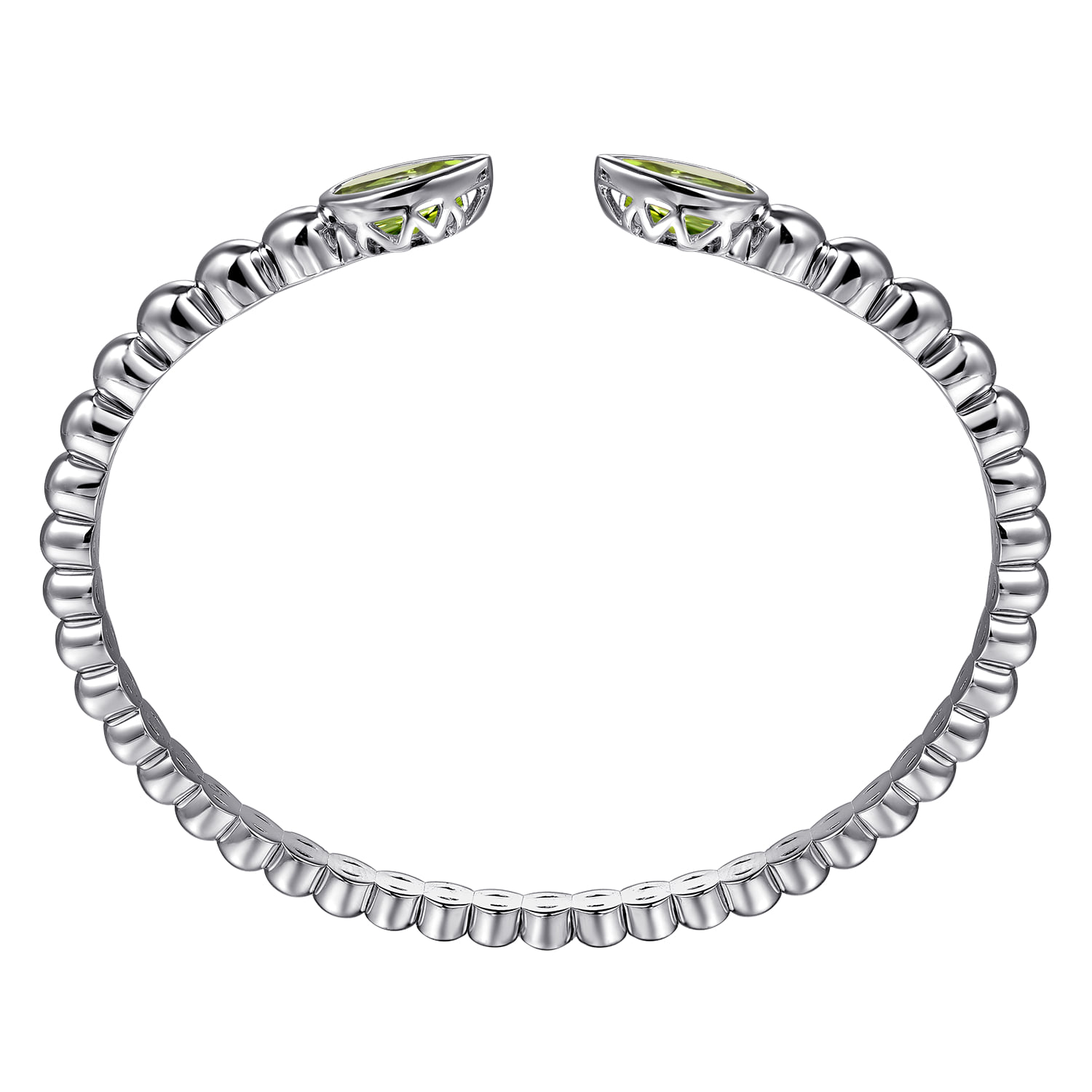 Bujukan and Pear Shape Peridot Split Bangle Bracelet in Sterling Silver, photograph 3