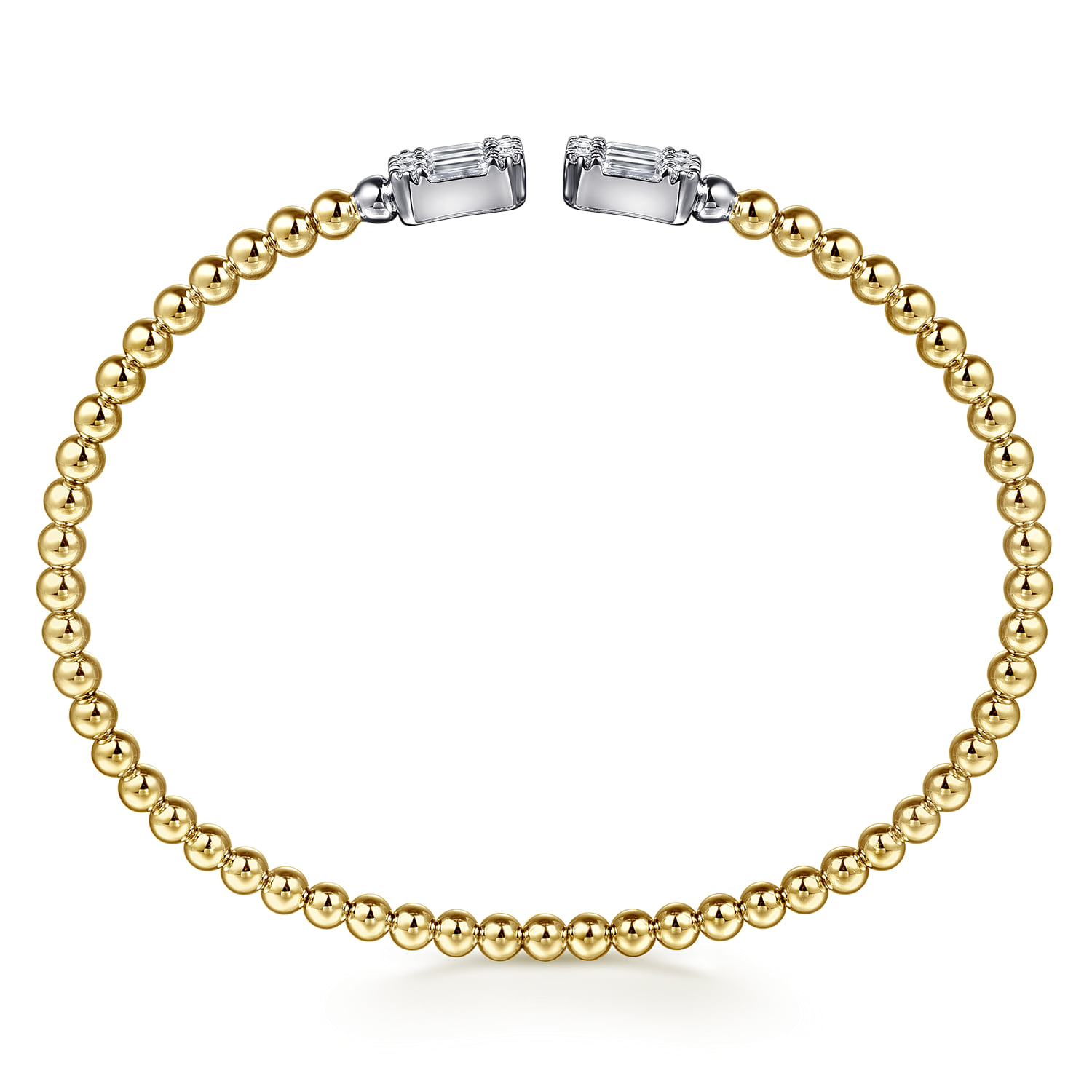 Baguette and Rectangular Bujukan Bangle in 14K White/Yellow Gold, photograph 3