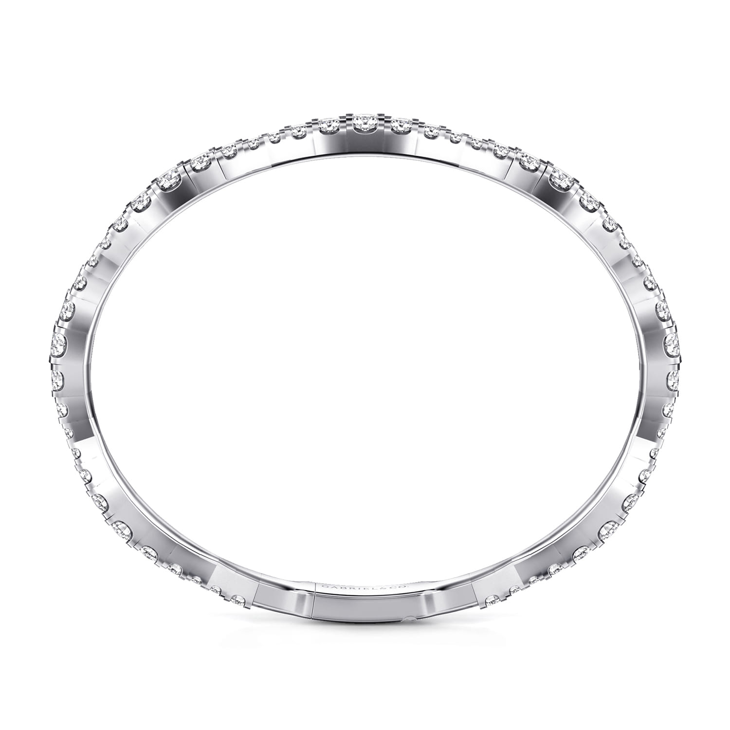 Graduating Diamond Station Bangle in 14K White Gold, photograph 3