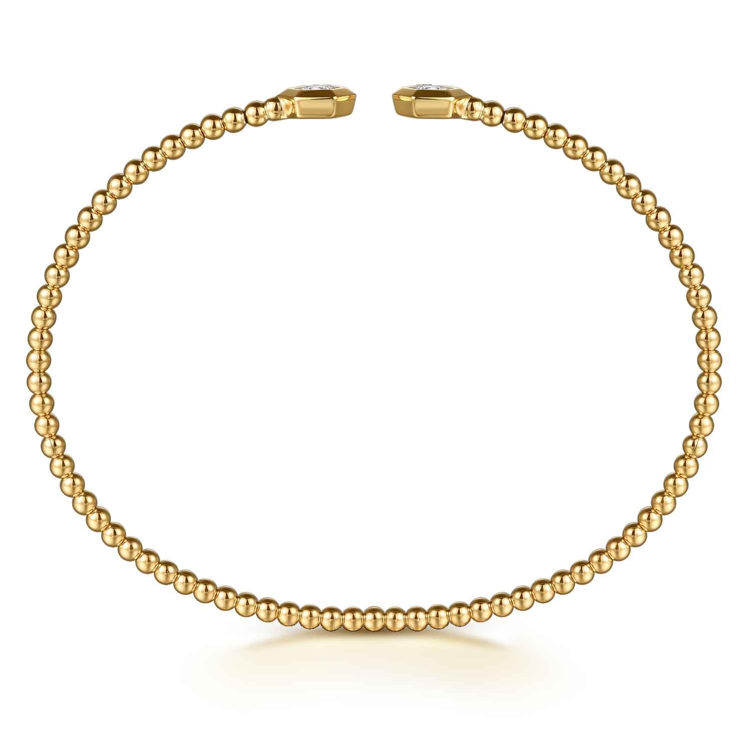 Bujukan Beads and Diamond Split Bangle Bracelet in 14K Yellow Gold, photograph 3