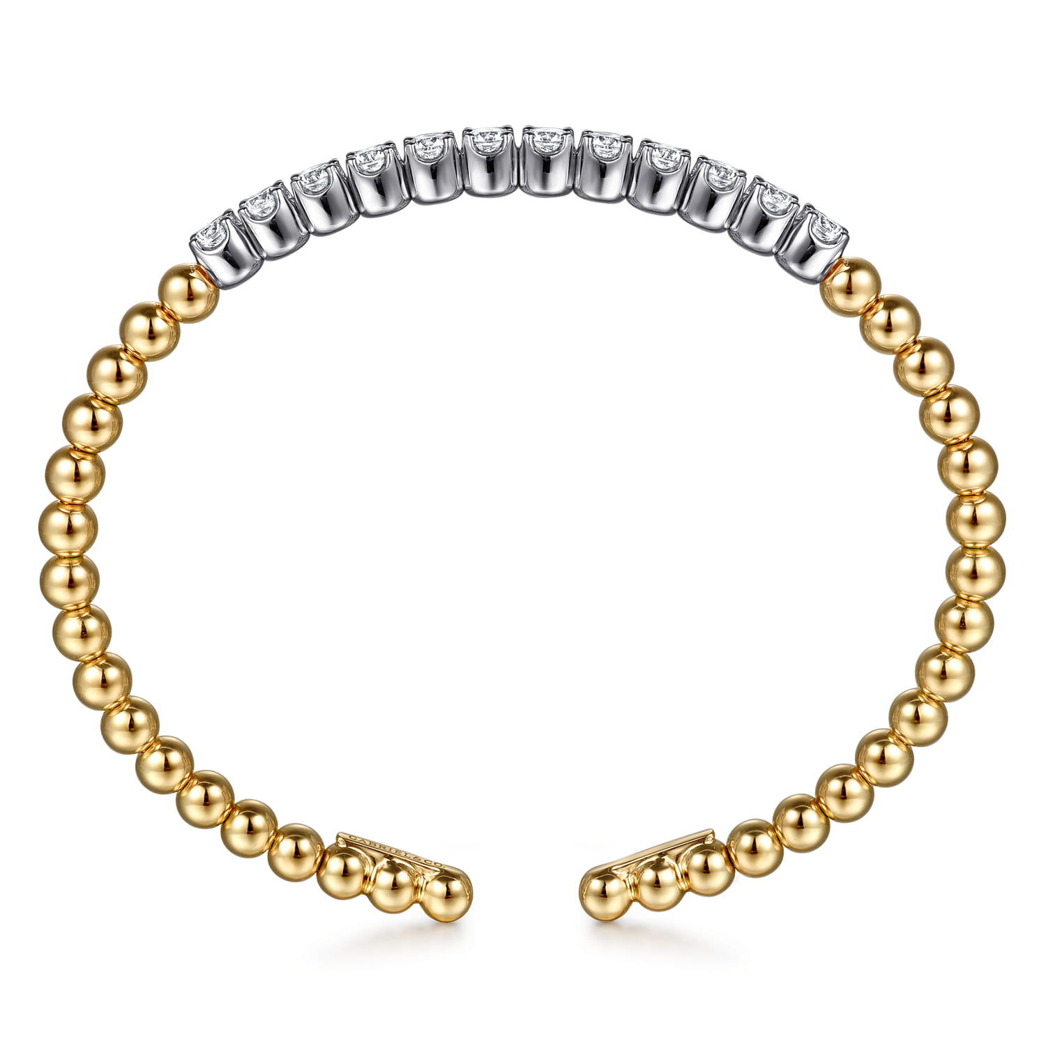 Bujukan Beads and Diamond Split Bangle Bracelet in 14K White/Yellow Gold, photograph 3