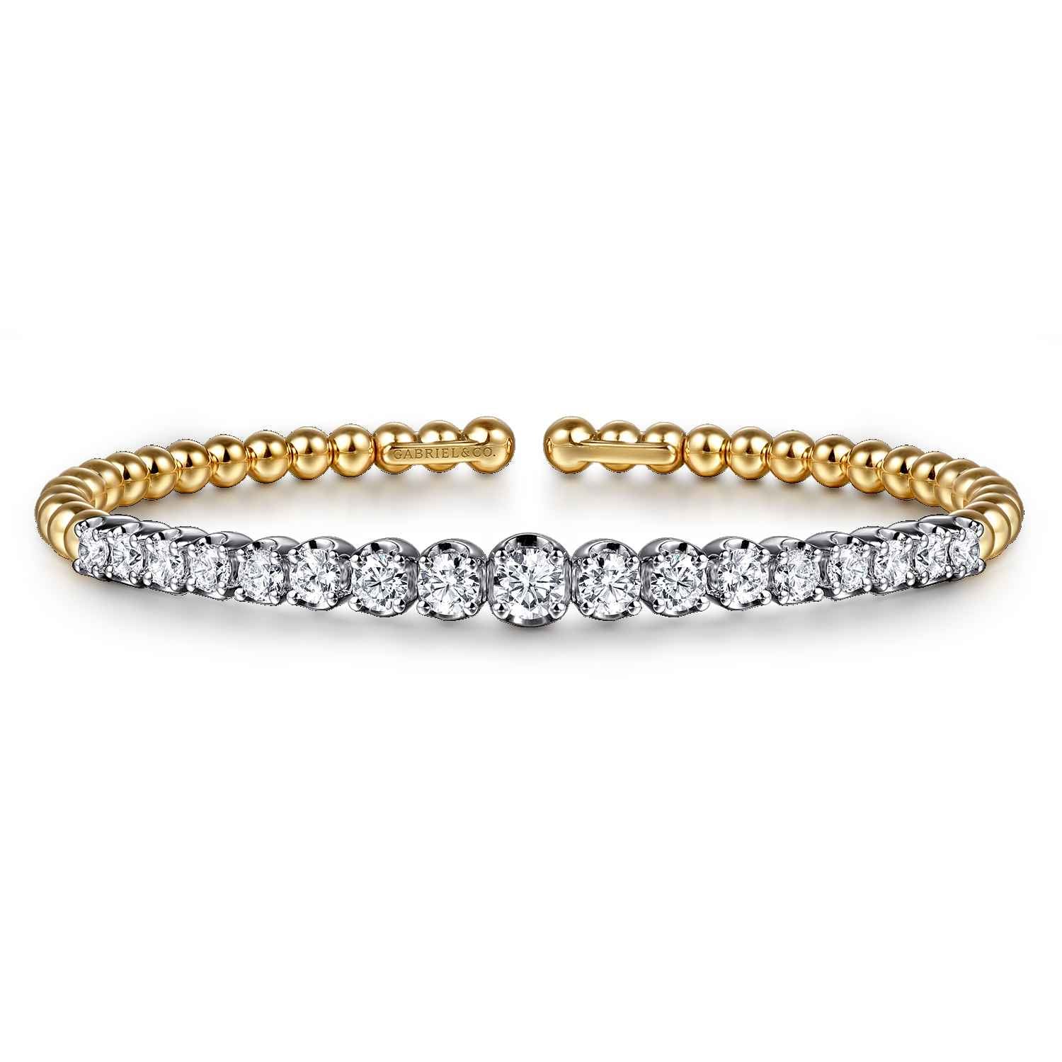 Bujukan Beads and Graduating Diamond Split Bangle Bracelet