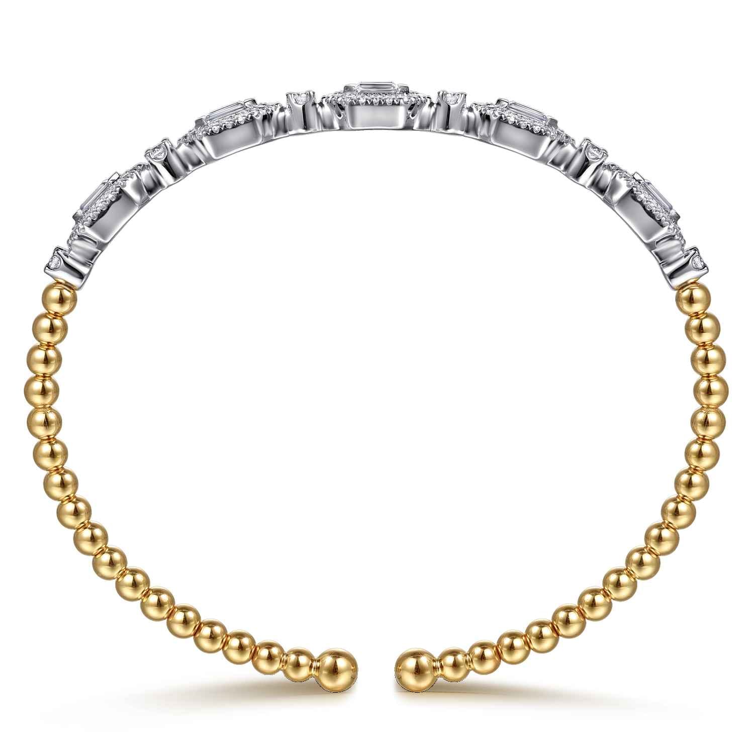 Bujukan Beads and Diamonds Split Bangle Bracelet in 14K White/Yellow Gold, photograph 3