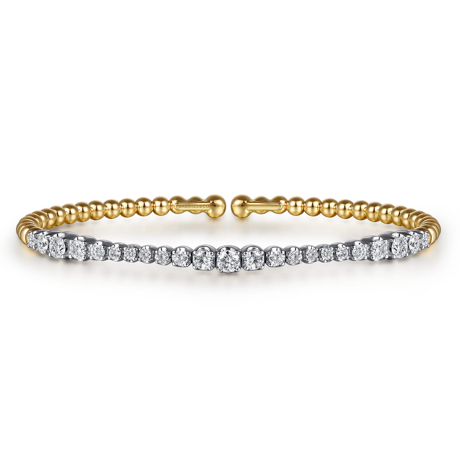 Bujukan Beads and Graduating Diamond Split Bangle Bracelet