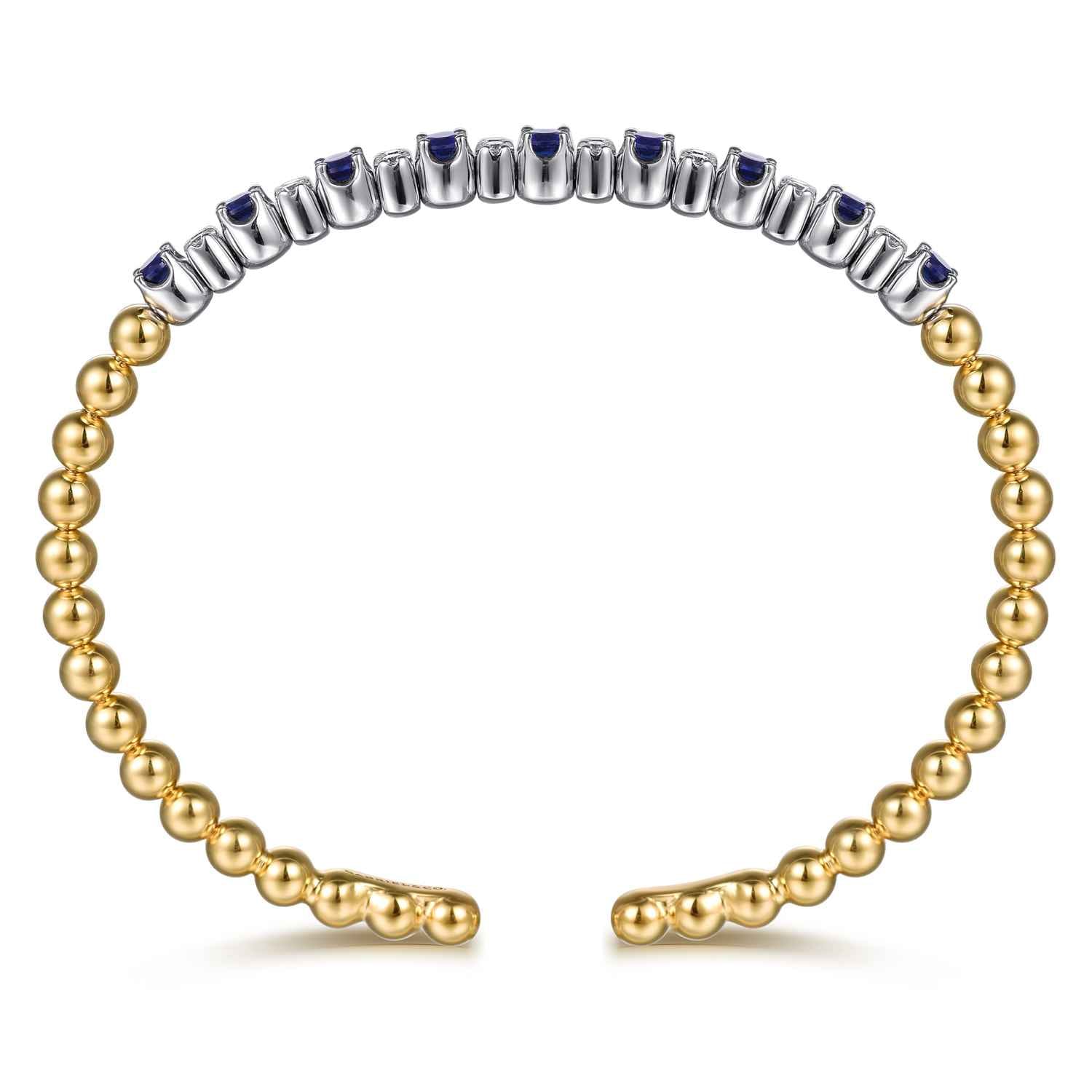 Bujukan Diamond and Sapphire Split Bangle Bracelet in 14K White/Yellow Gold, photograph 3