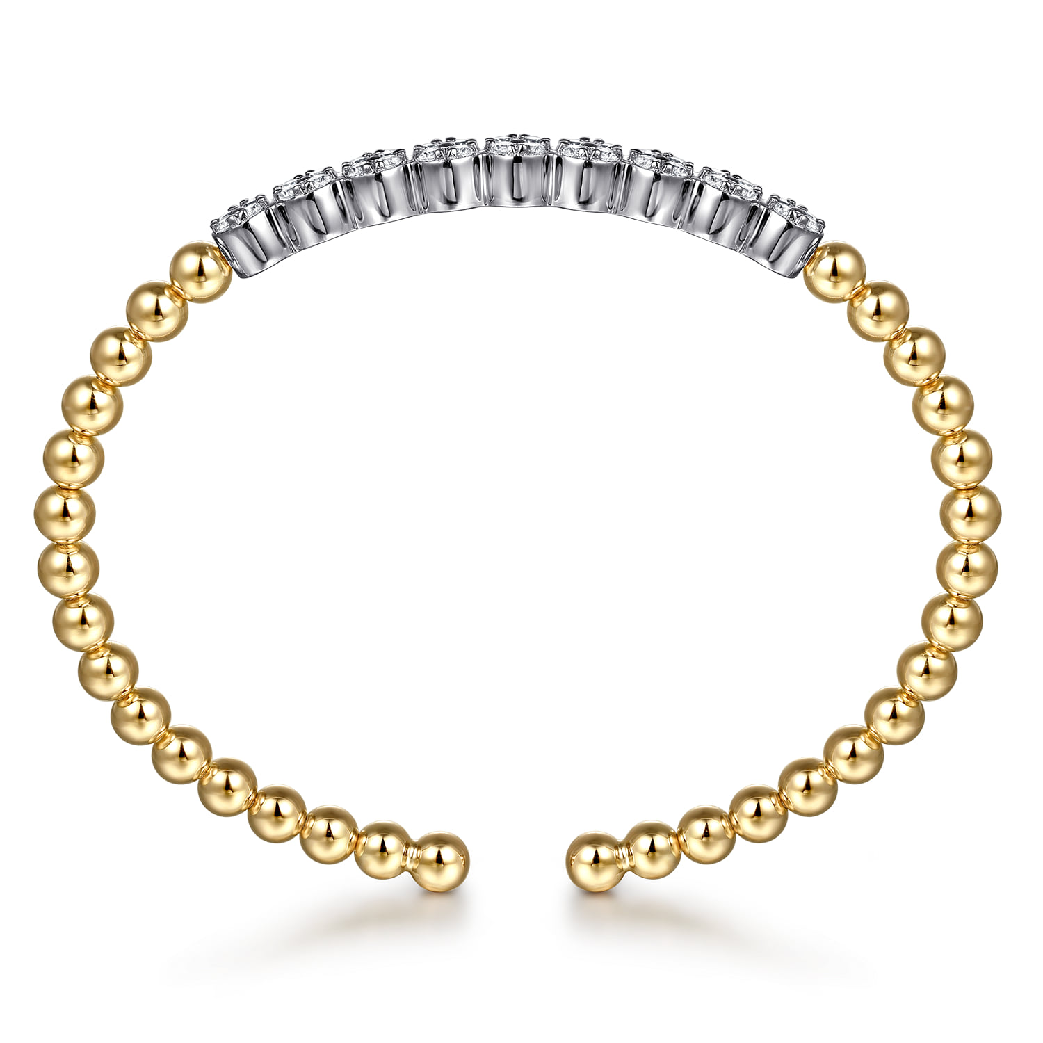 Bujukan Diamond Cluster Split Bangle Bracelet in 14K White/Yellow Gold, photograph 3