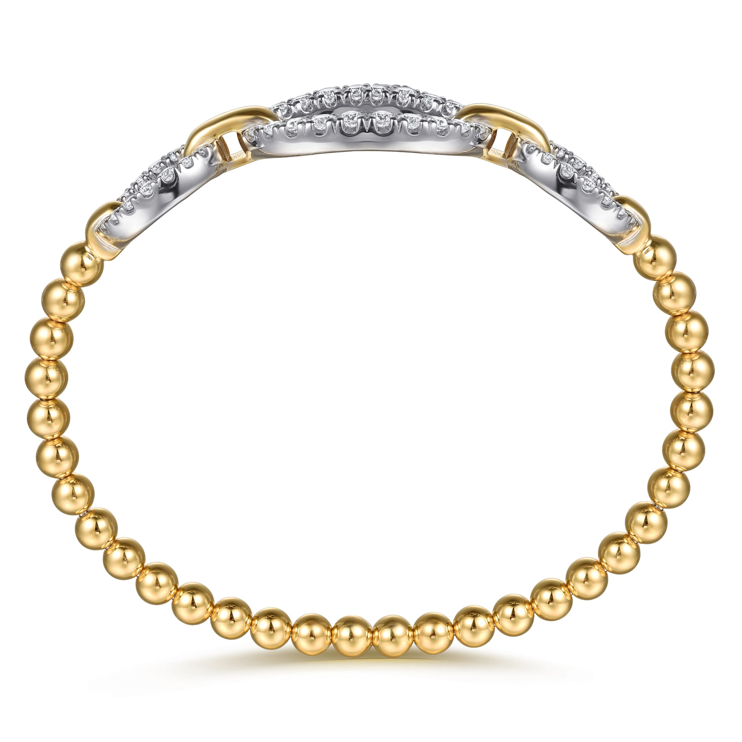 Bujukan Diamond Link Split Bangle Bracelet in 14K White/Yellow Gold, photograph 3