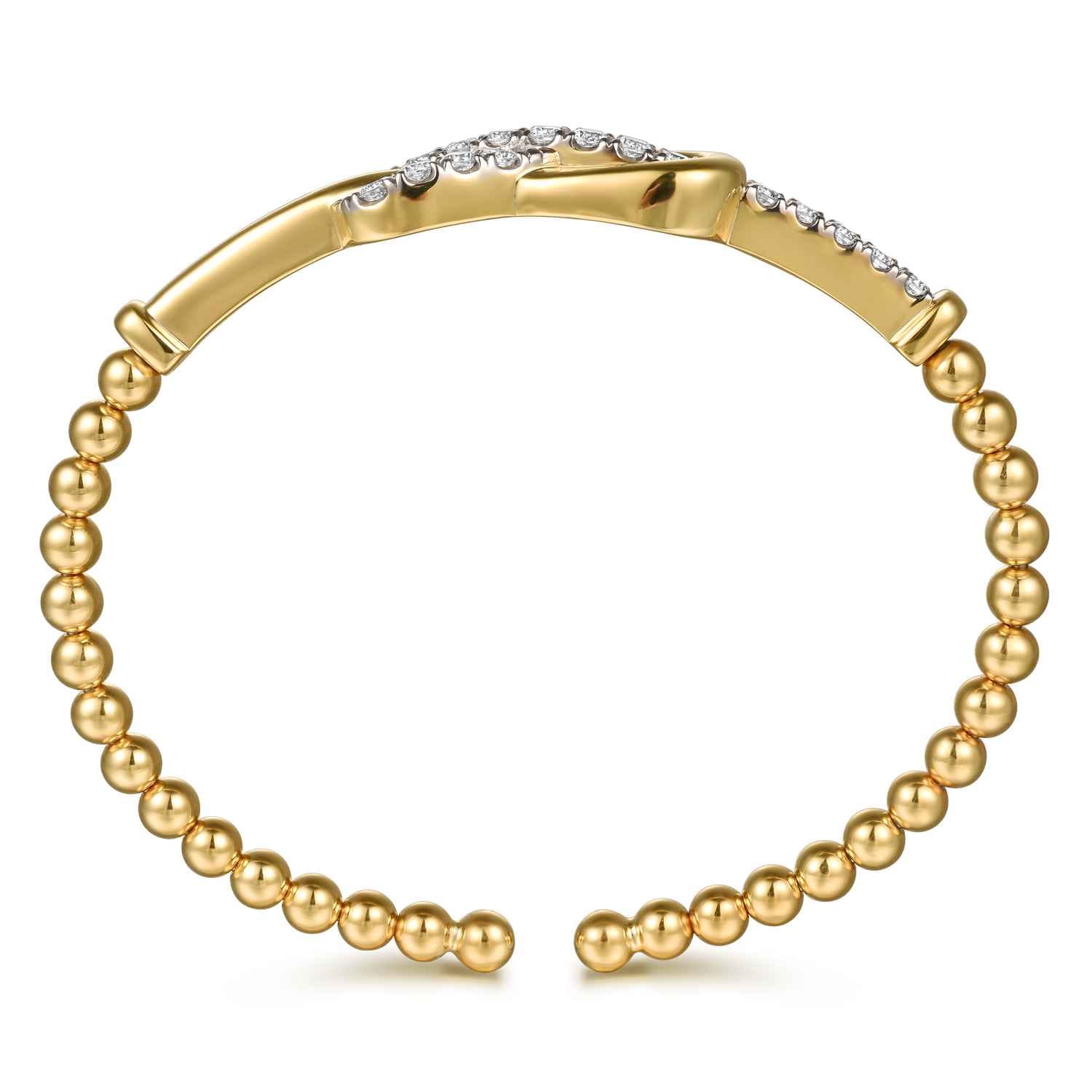 Bujukan Diamond Interlock Split Bangle Bracelet in 14K Yellow Gold, photograph 3