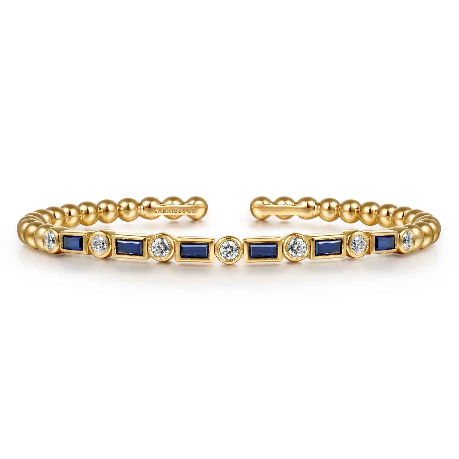 Bujukan Diamond and Rectangle Sapphire Split Bangle Bracelet