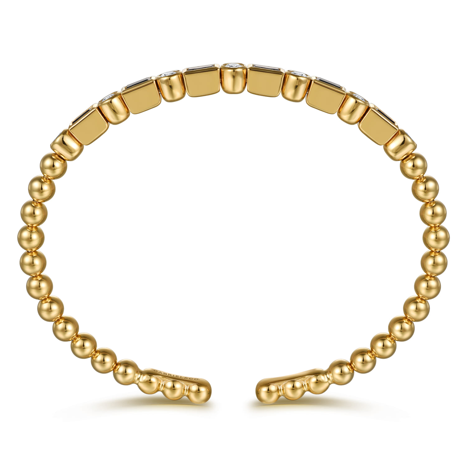 Bujukan Diamond and Rectangle Sapphire Split Bangle Bracelet in 14K Yellow Gold, photograph 3