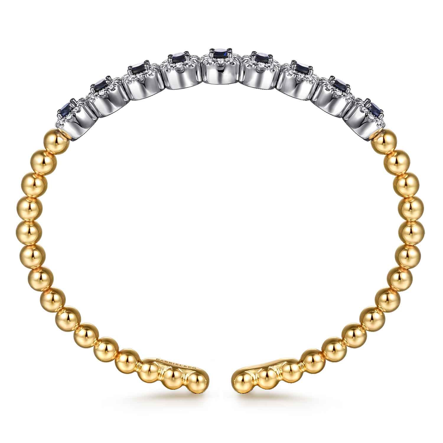 Bujukan Diamond and Sapphire Split Bangle Bracelet in 14K White/Yellow Gold, photograph 3
