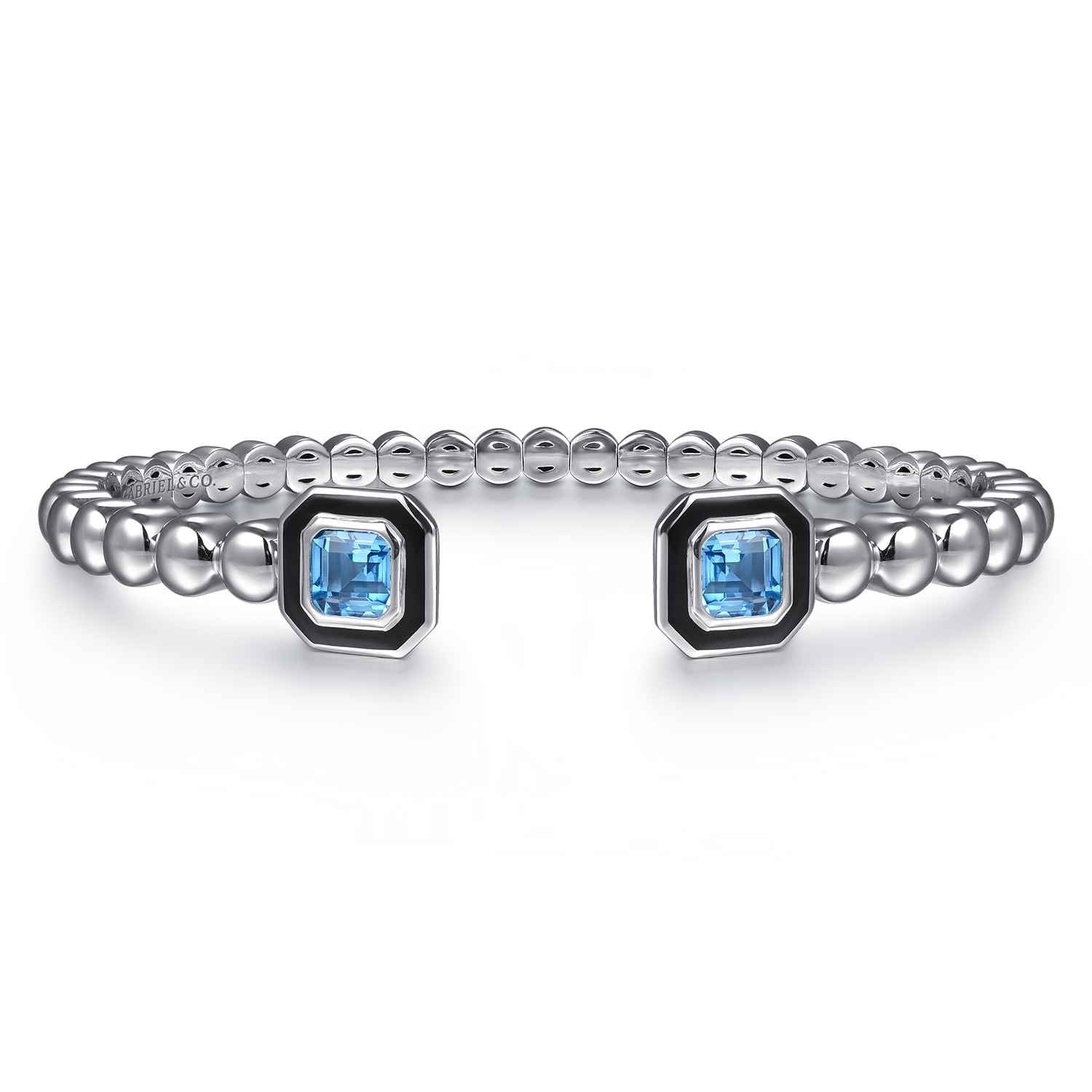 Bujukan Blue Topaz Open Bangle with Black Enamel