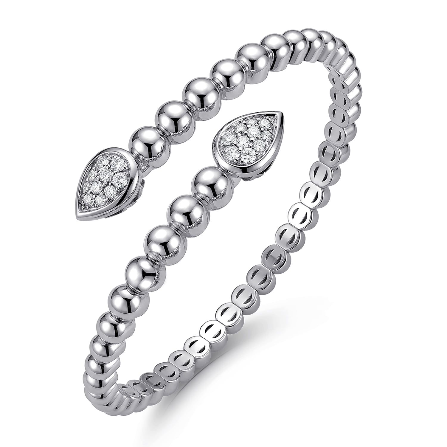 Bujukan White Sapphire Bypass Bangle Bracelet in Sterling Silver, photograph 2