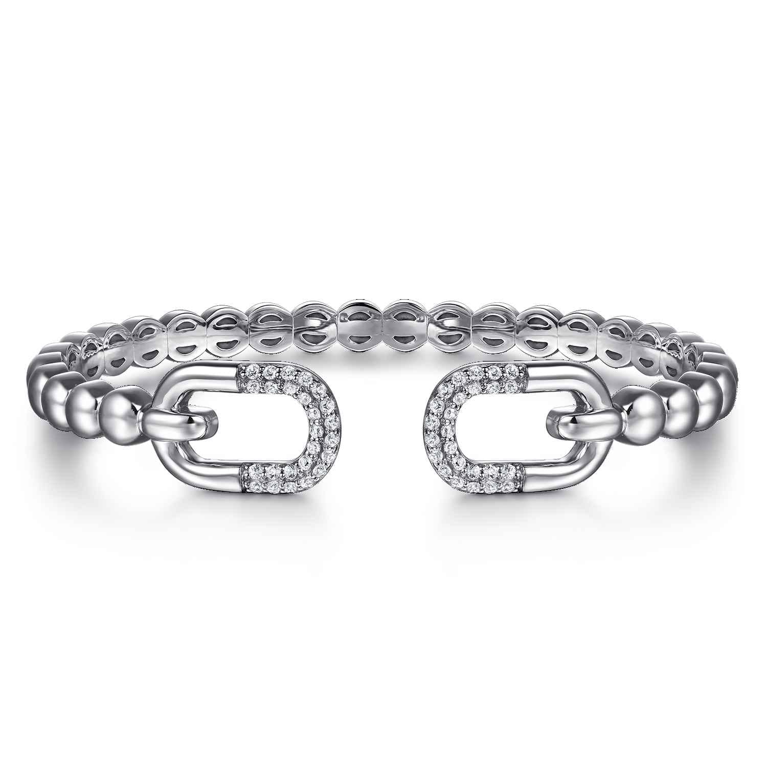 Bujukan and White Sapphire Open Bangle Bracelet