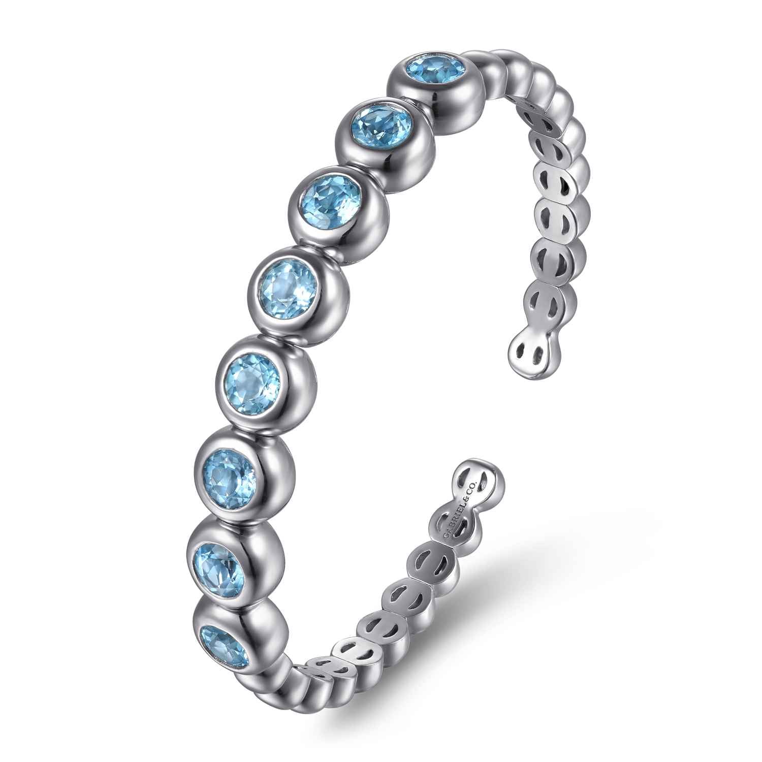Bujukan and Blue Topaz Open Bangle in Sterling Silver, photograph 2