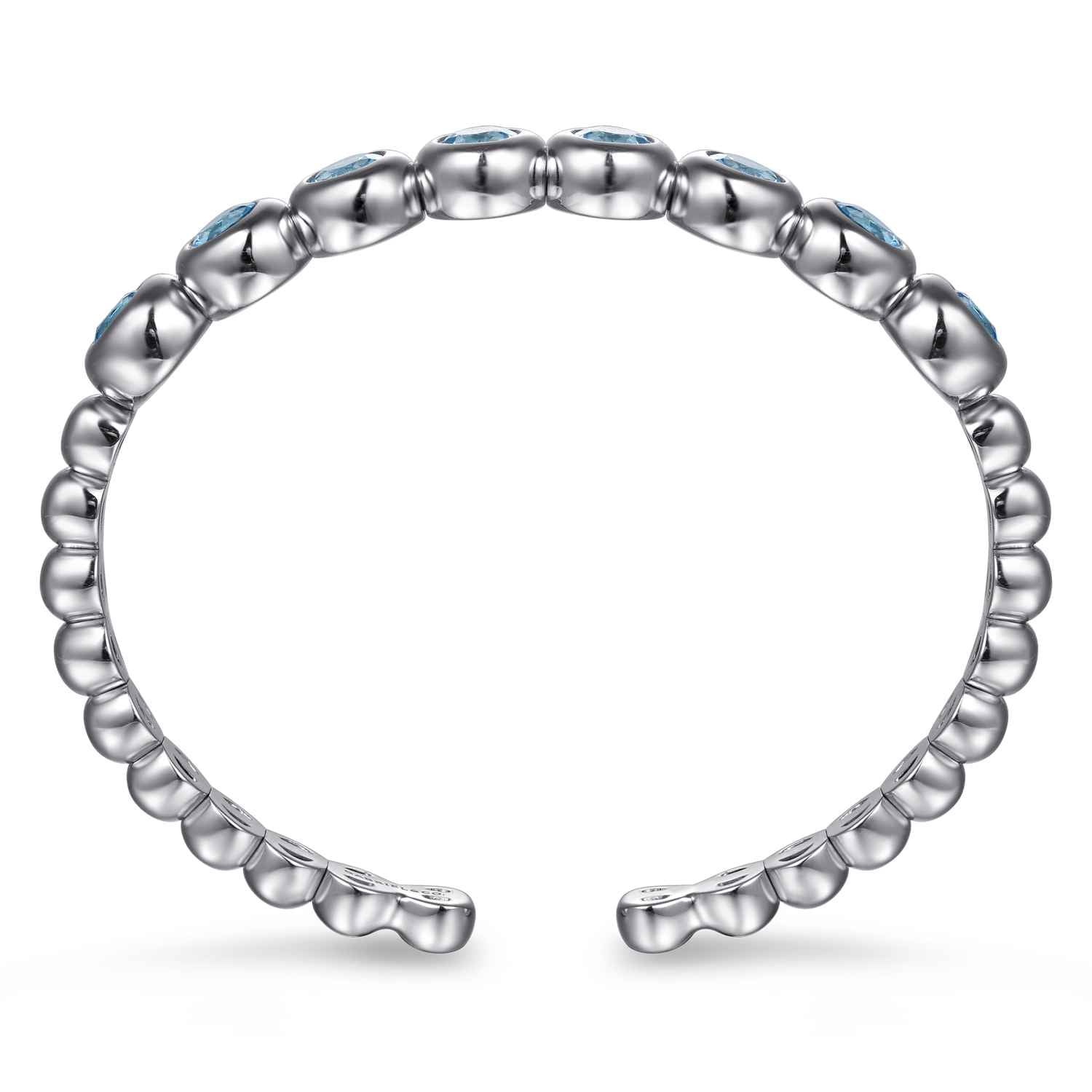 Bujukan and Blue Topaz Open Bangle in Sterling Silver, photograph 3