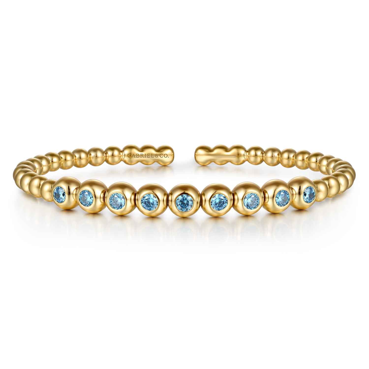 Bujukan Beads and Blue Topaz Split Bangle Bracelet