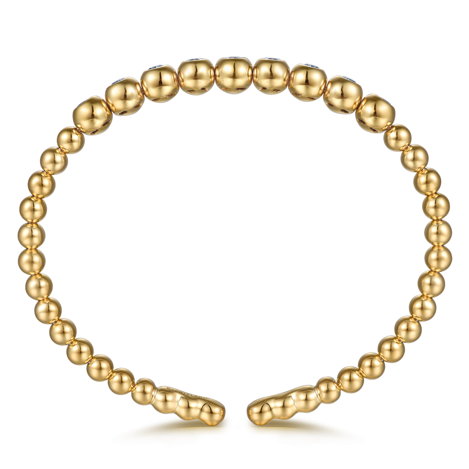 Bujukan Beads and Blue Topaz Split Bangle Bracelet in 14K Yellow Gold, photograph 3