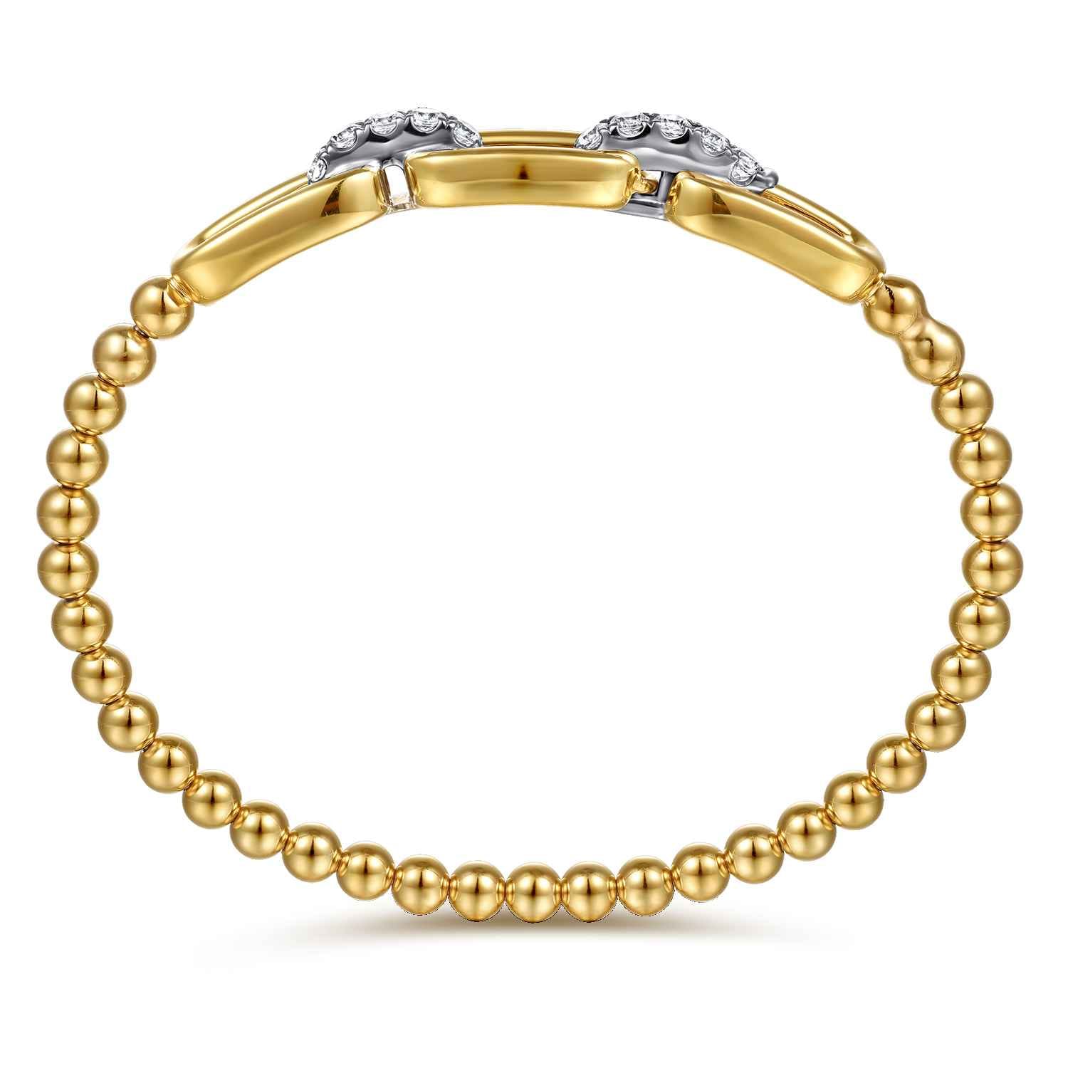 Bujukan and Diamond Bangle Bracelet in 14K White/Yellow Gold, photograph 3