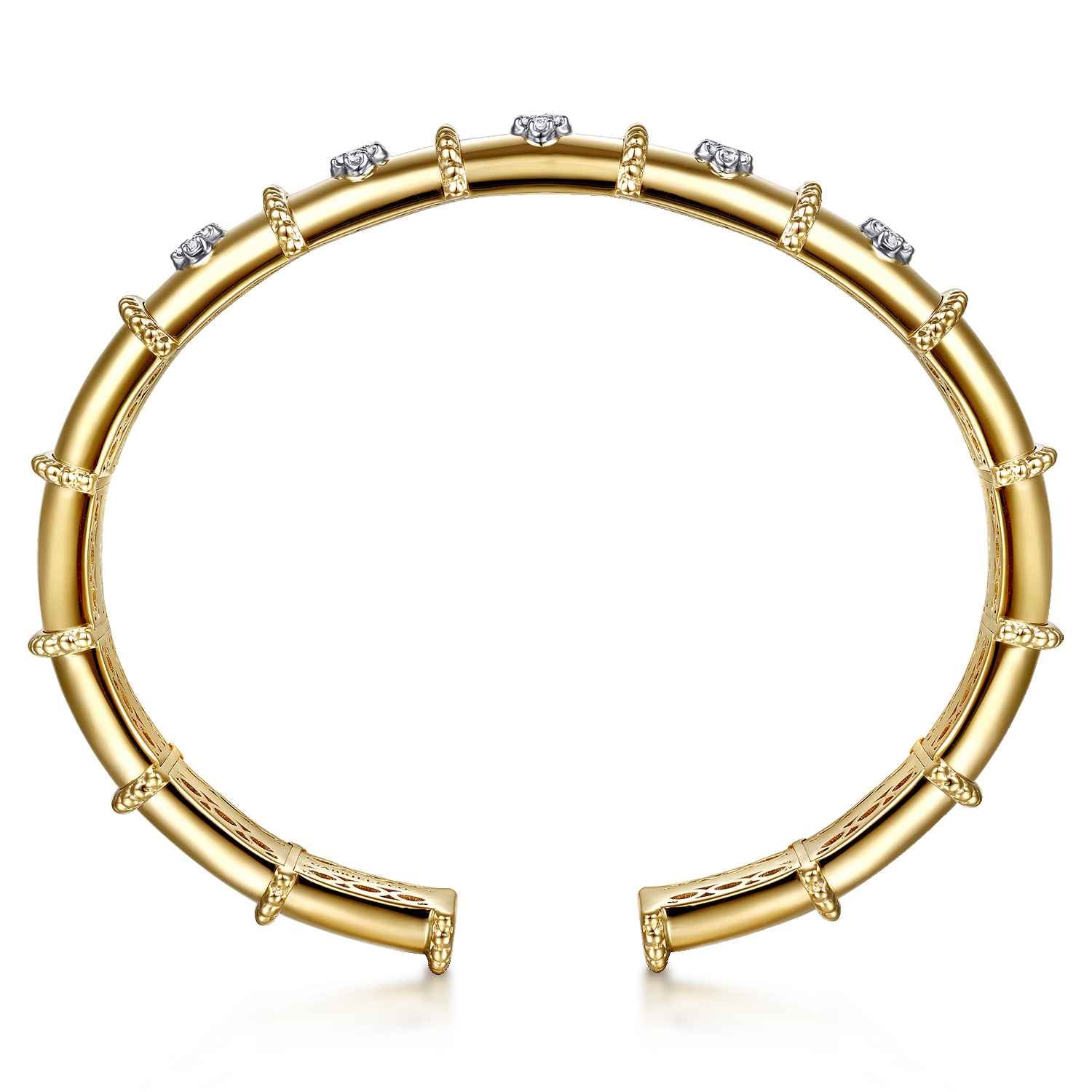 Bujukan and Diamond Split Bangle Bracelet in 14K White/Yellow Gold, photograph 3