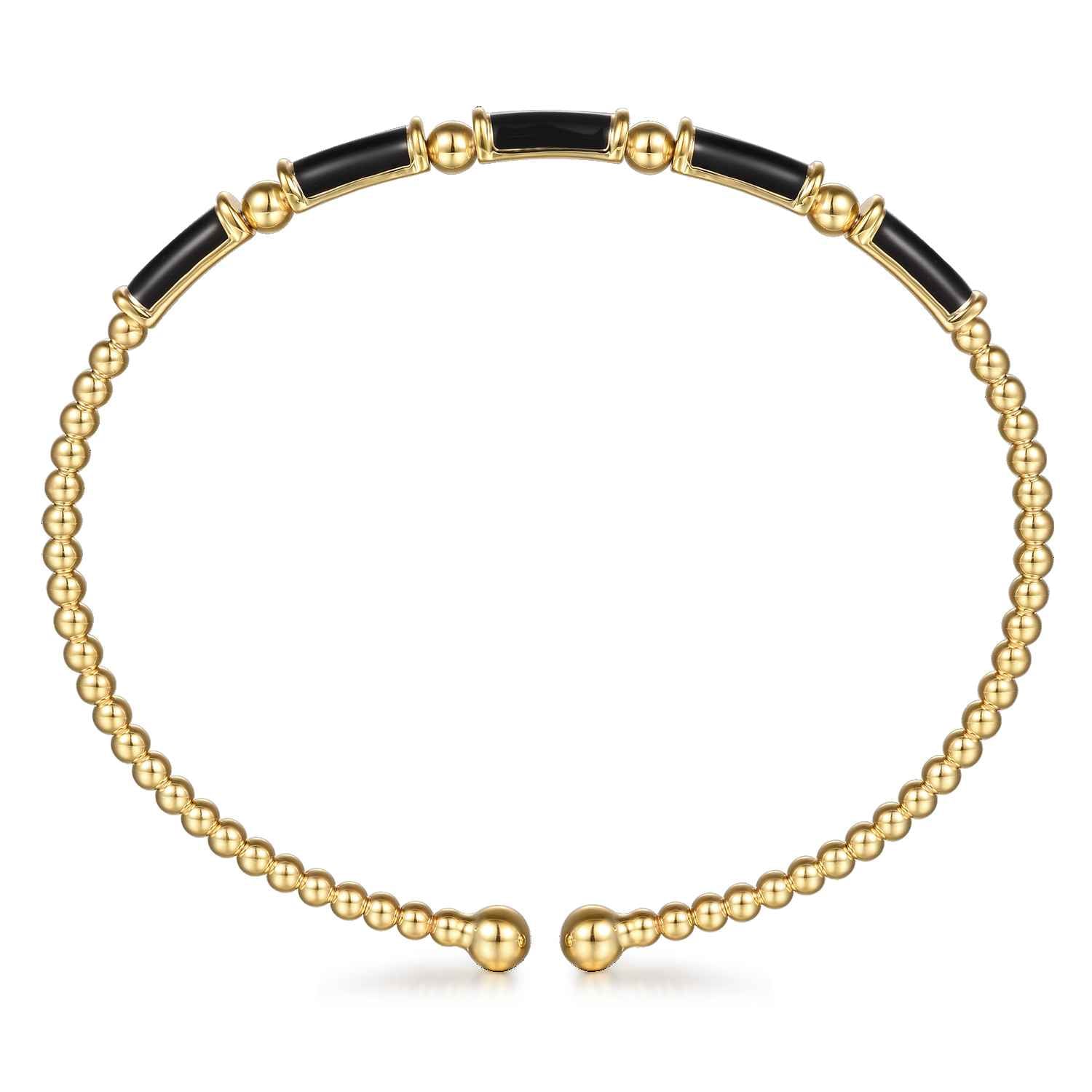 Bujukan Beads Split Bangle Bracelet with Enamel in 14K Yellow Gold, photograph 3