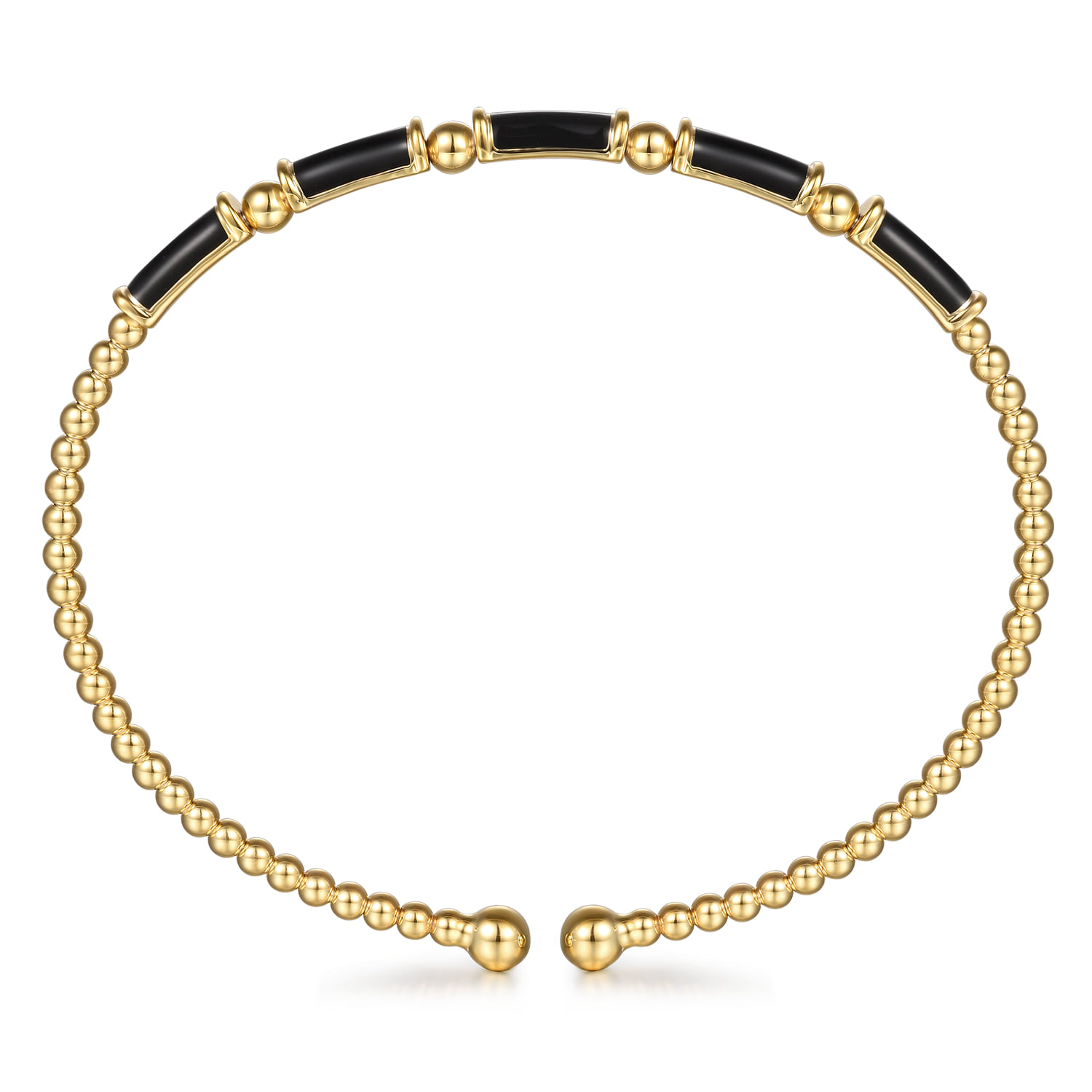 Bujukan Beads and Enamel Split Bangle Bracelet in 14K Yellow Gold, photograph 3