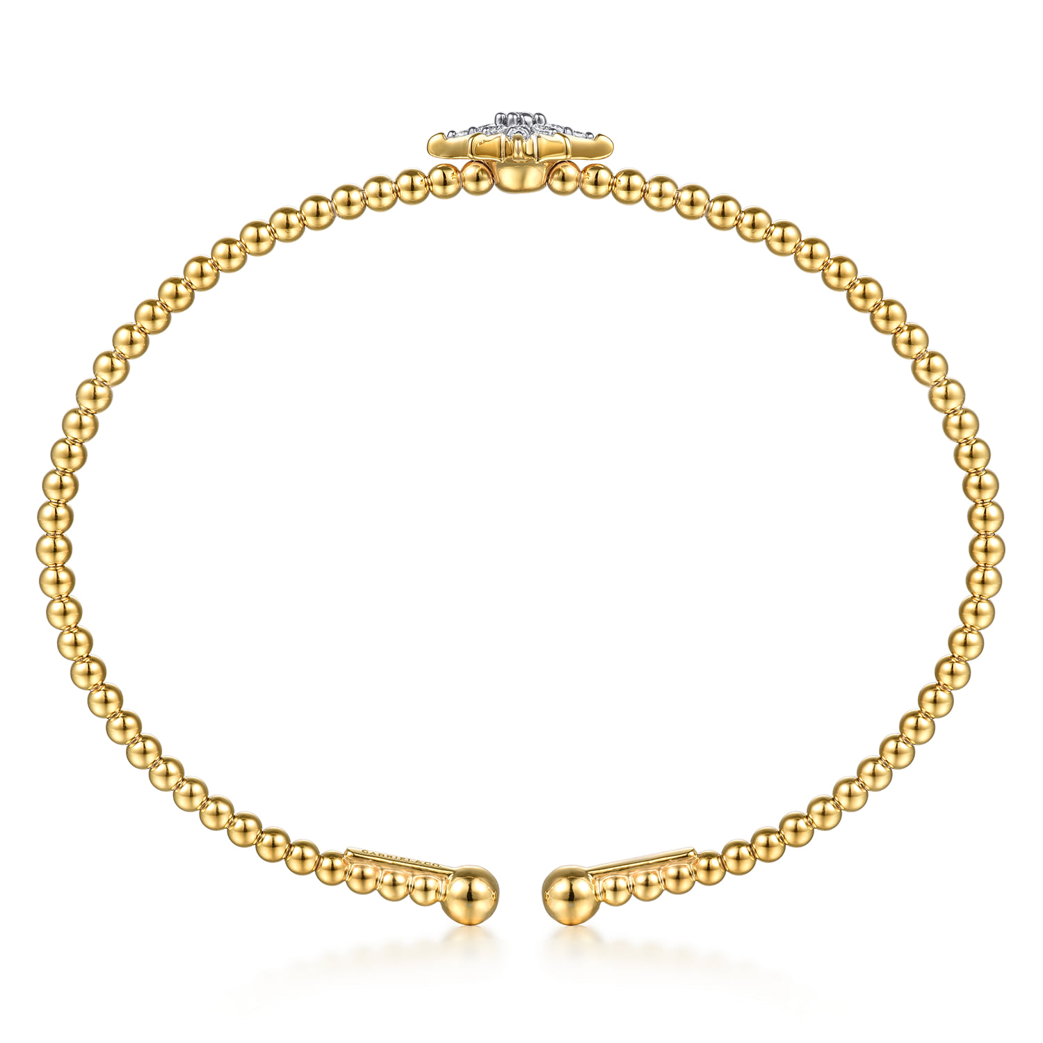 Bujukan and Diamond Starburst Split Bangle Bracelet in 14K Yellow Gold, photograph 3