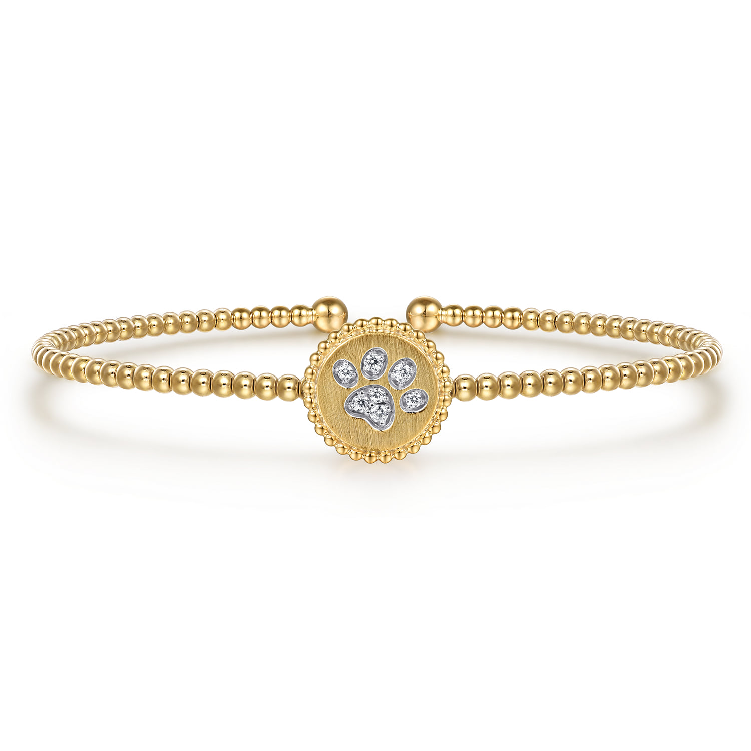 Bujukan and Diamond Paw Print Split Bangle Bracelet