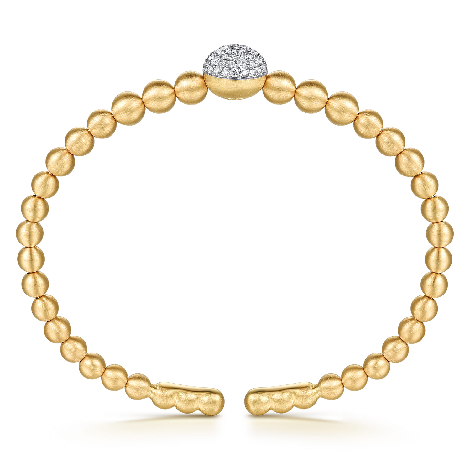 Diamond and Bujukan Ball Split Bangle Bracelet in 14K White/Yellow Gold, photograph 3
