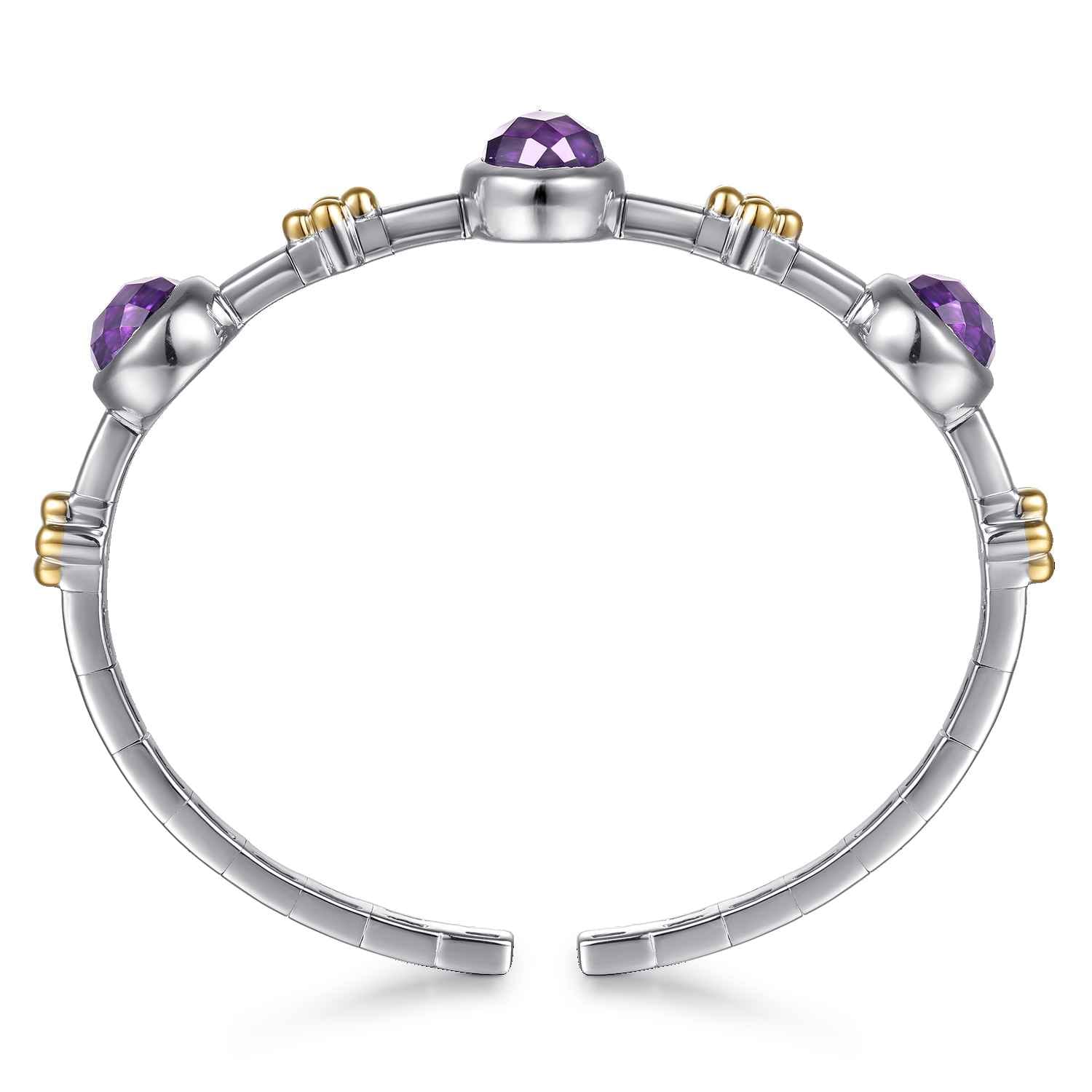 and Bujukan Round Amethyst Station Bangle in 14K Yellow Gold, photograph 3