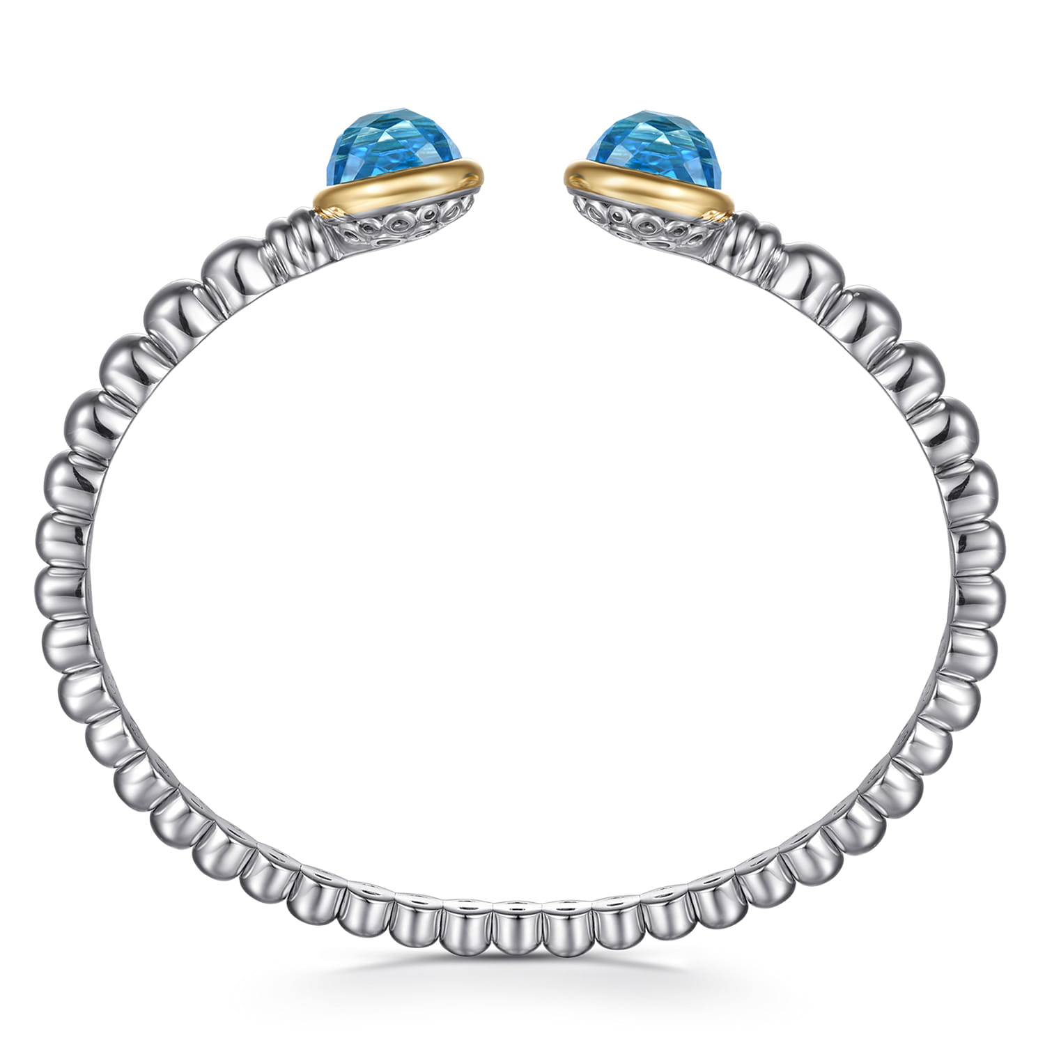 and Bujukan Round Blue Topaz Bangle in 14K Yellow Gold, photograph 3