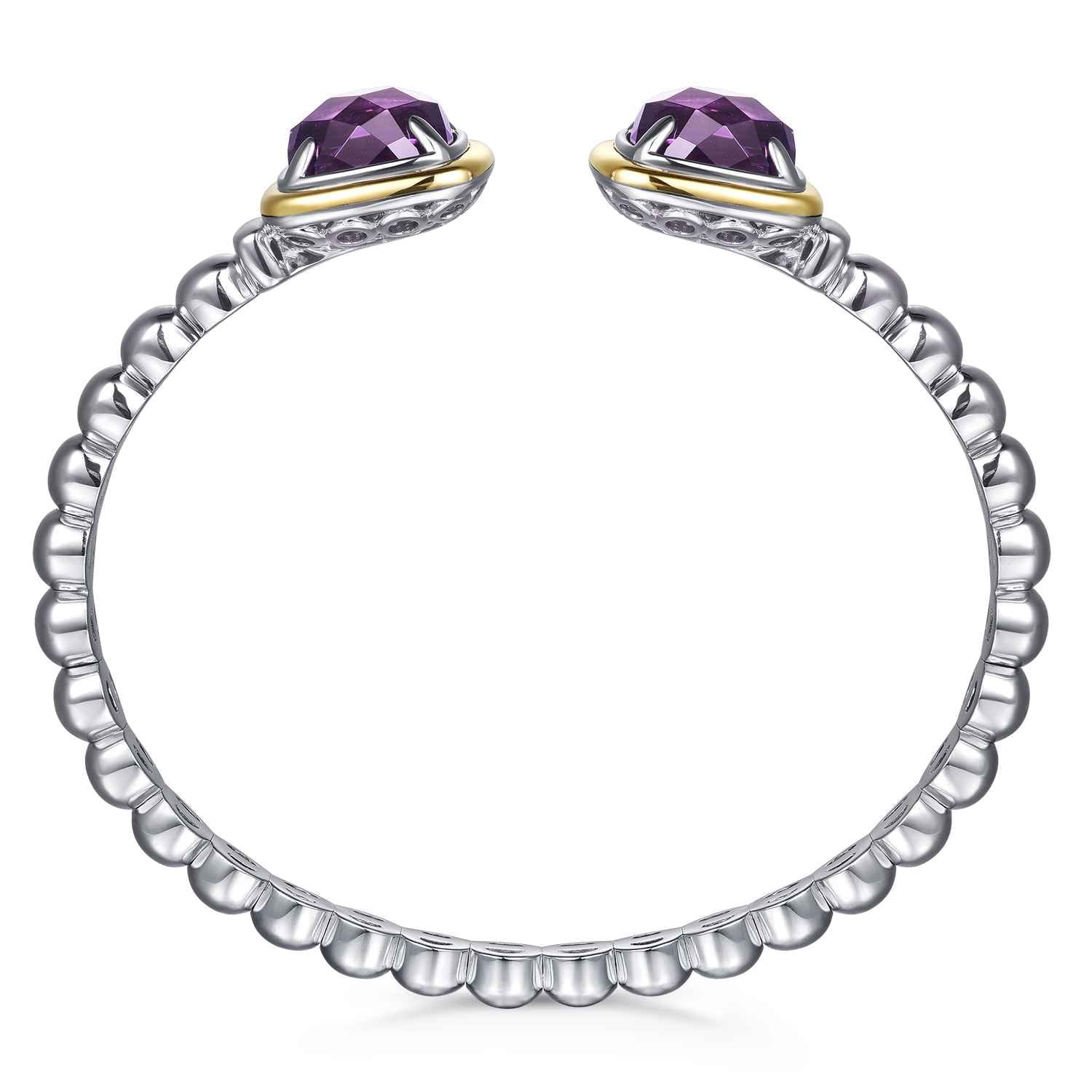 and Bujukan Cushion Amethyst Bangle Bracelet in 14K Yellow Gold, photograph 3