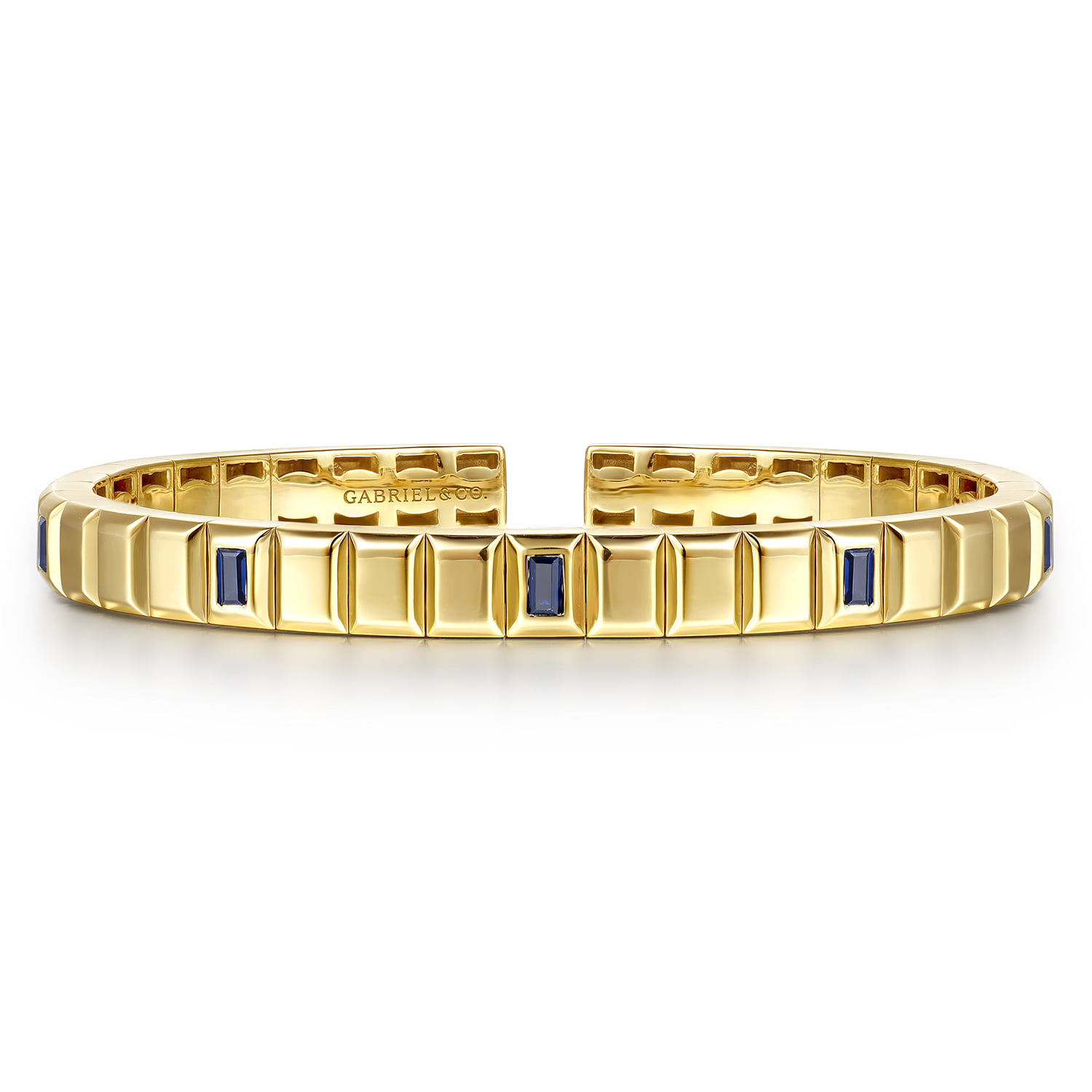 Blue Sapphire Elongated Pyramid Bangle Bracelet