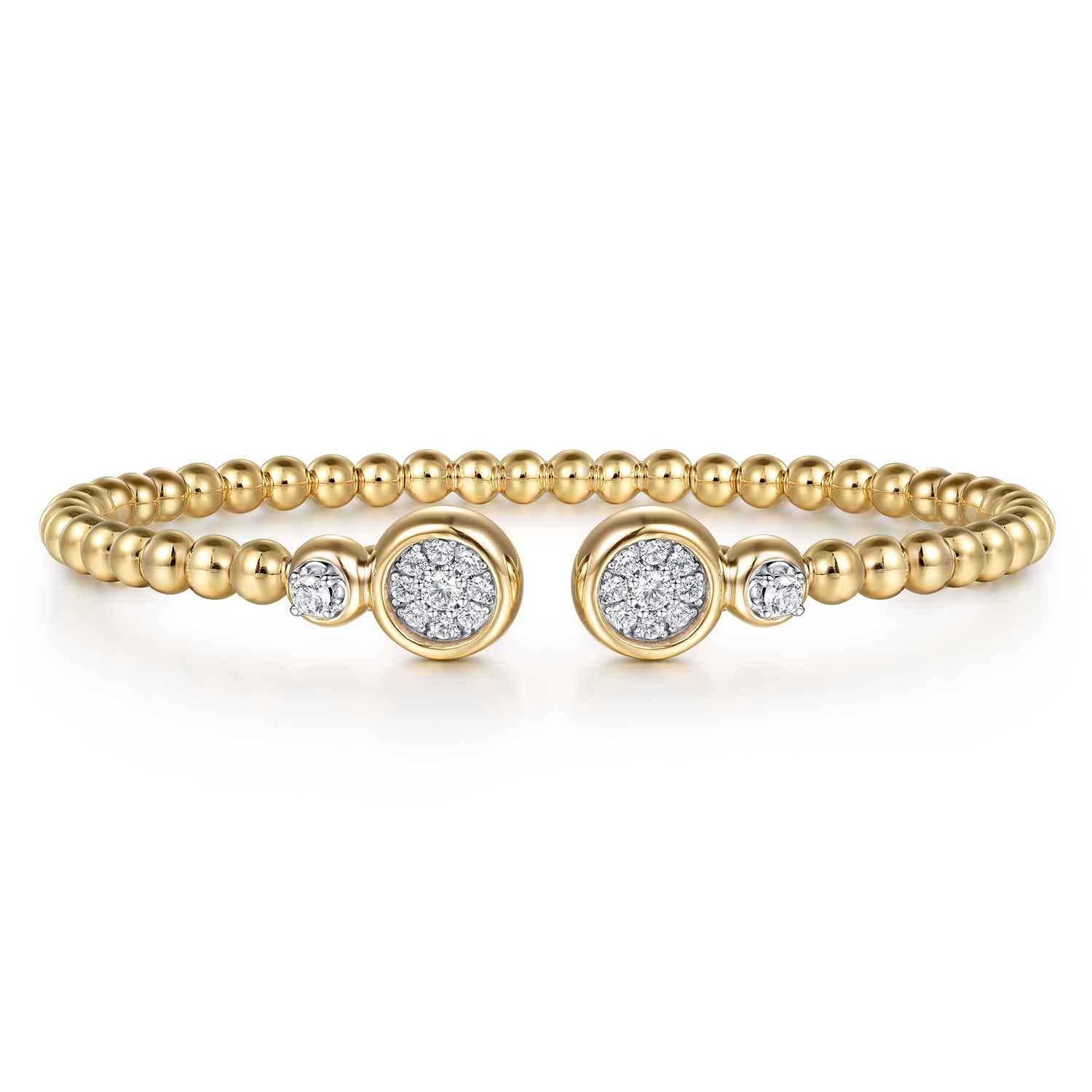 Bujukan and Diamond Cluster Bezel Open Bangle Bracelet