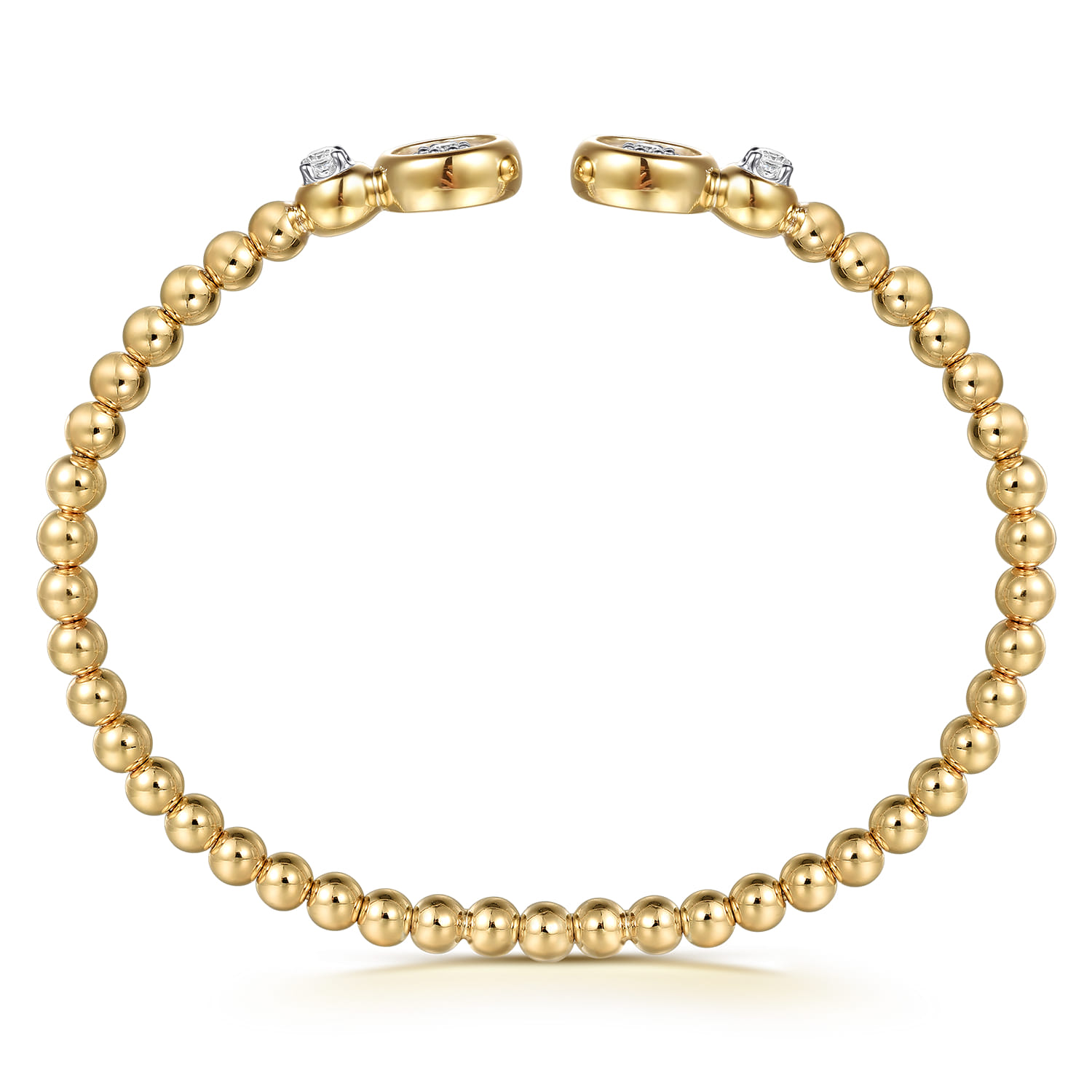 Bujukan and Diamond Cluster Bezel Open Bangle Bracelet in 14K White/Yellow Gold, photograph 3